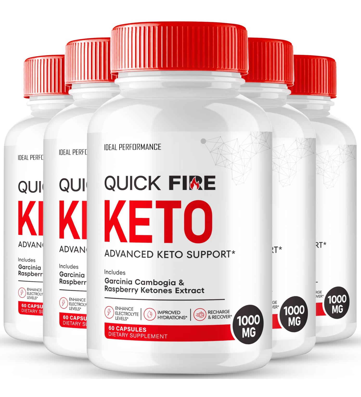 Quick Fire Keto Capsules QuickFire Advanced Formula Supplement Pills - Maximum Strength Quick Fire Health and Wellness Capsules All Natural Keto Pills QuickFire Keto Reviews (5 Pack)