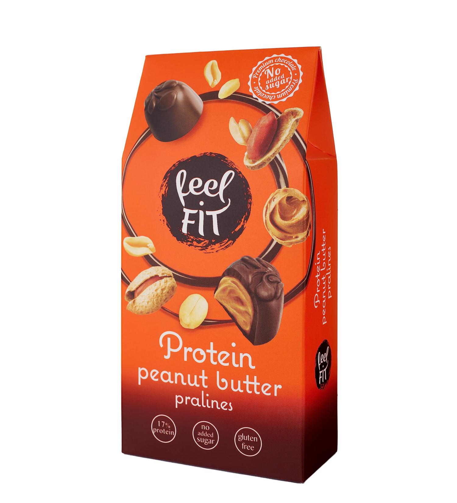 Feel Fit Protein Peanut Butter Chocolates - High-Quality Milk Chocolate | Sugar-Free 17% Protein Gluten-Free | 4-Pack (4 x 66g) - Buy Online on GoSupps.com