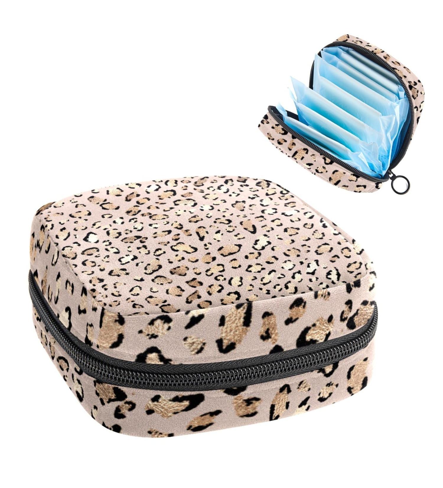 Leopard Print Sanitary Napkin Storage Bag | Menstrual Cup & Nursing Pad Holder | Feminine Product Pouch | Portable Period Kit Bag - Color 5 - Buy Online on GoSupps.com