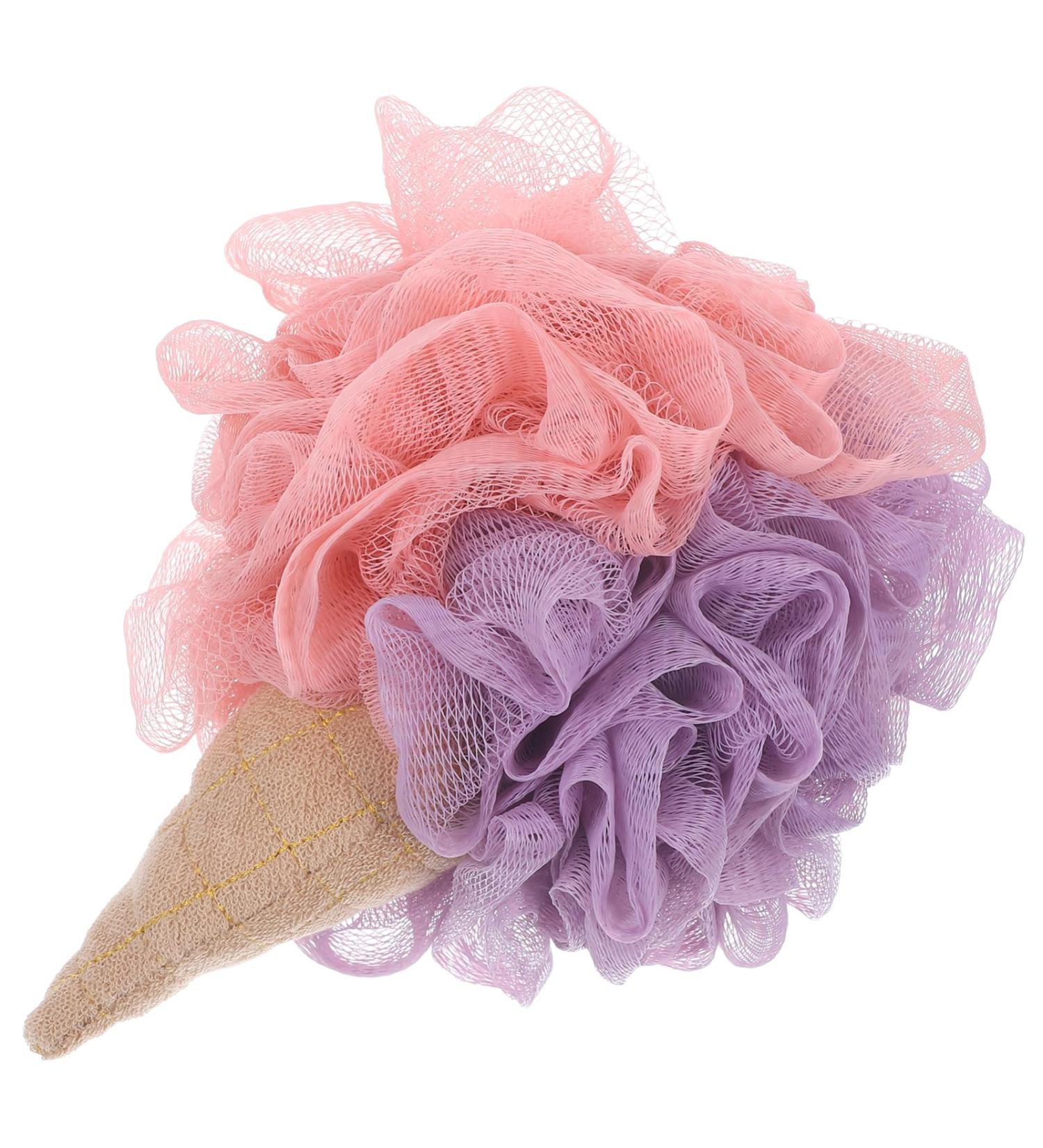 NOLITOY Kids Loofah Ice Cream Cone Bath Sponge - Exfoliating Shower Scrubber for Kids | Soft Mesh Pouf & Fun Bath Time Toy - Buy Online on GoSupps.com