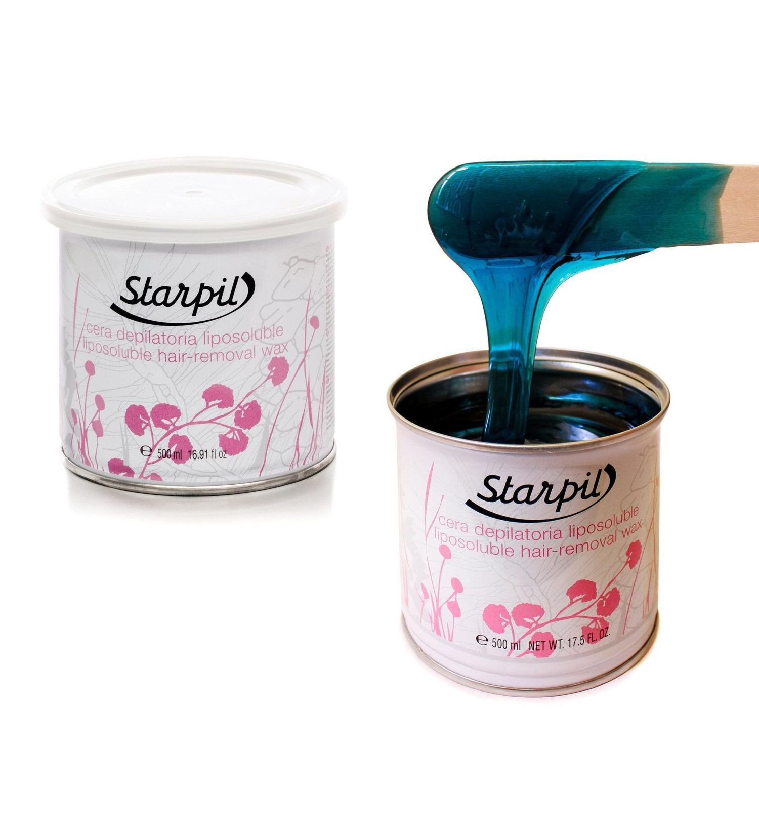 Starpil Wax - blue soft stripes and fat -soluble wax (500 ml) for hypersensitive reactive and sensitive skin pain -free hair removal on face arms or part of the body