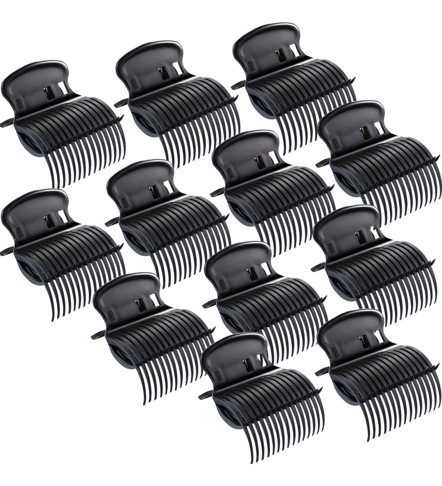 12 Black Hot Roller Clips for Women's Hair Styling - Replacement Claw Clips for Hair Curlers - Buy Online on GoSupps.com