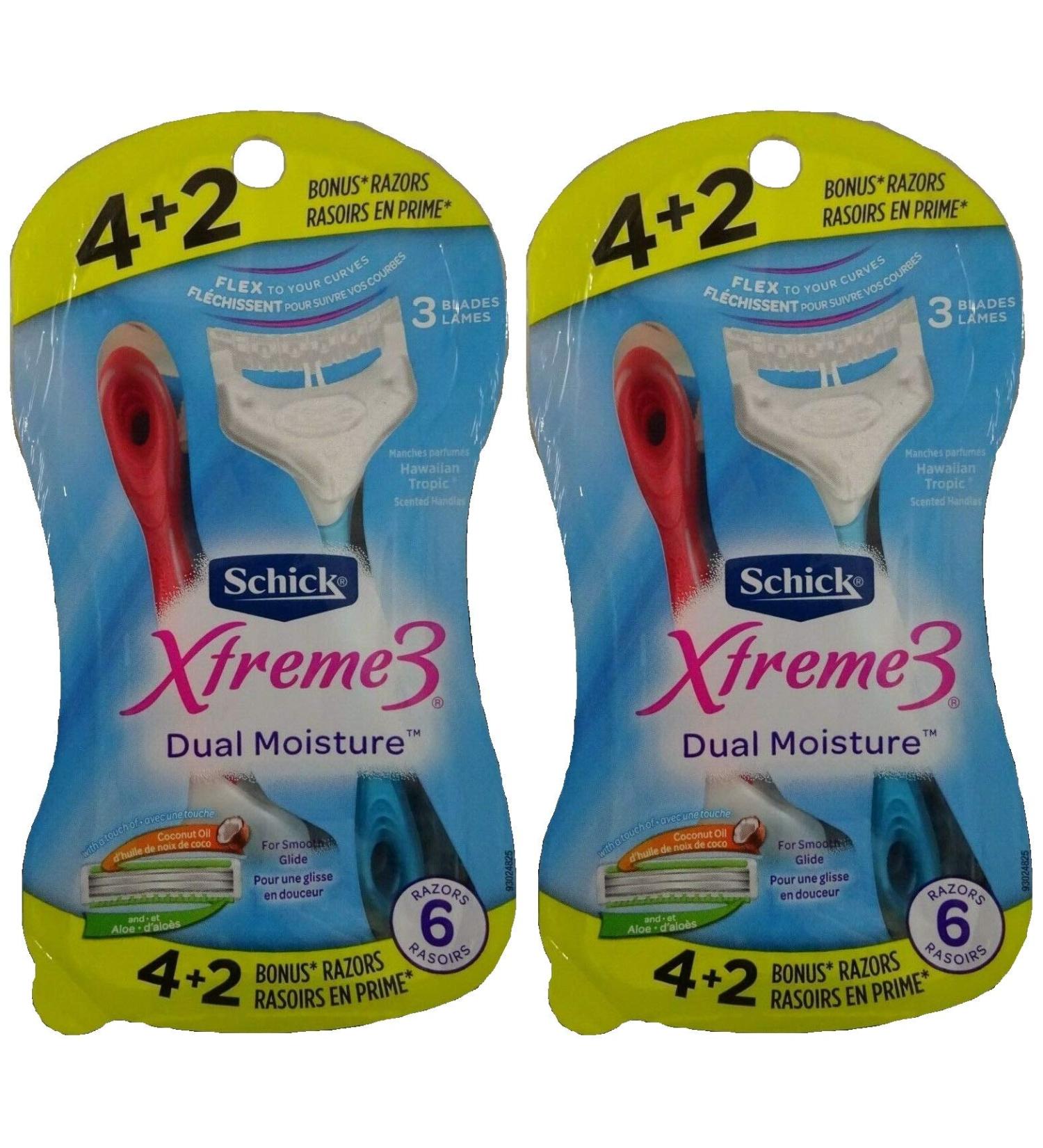 Schick Xtreme 3 Silk Dual Moisture Disposable Razors, 6 Count (Pack of 2) Total 12 Razors