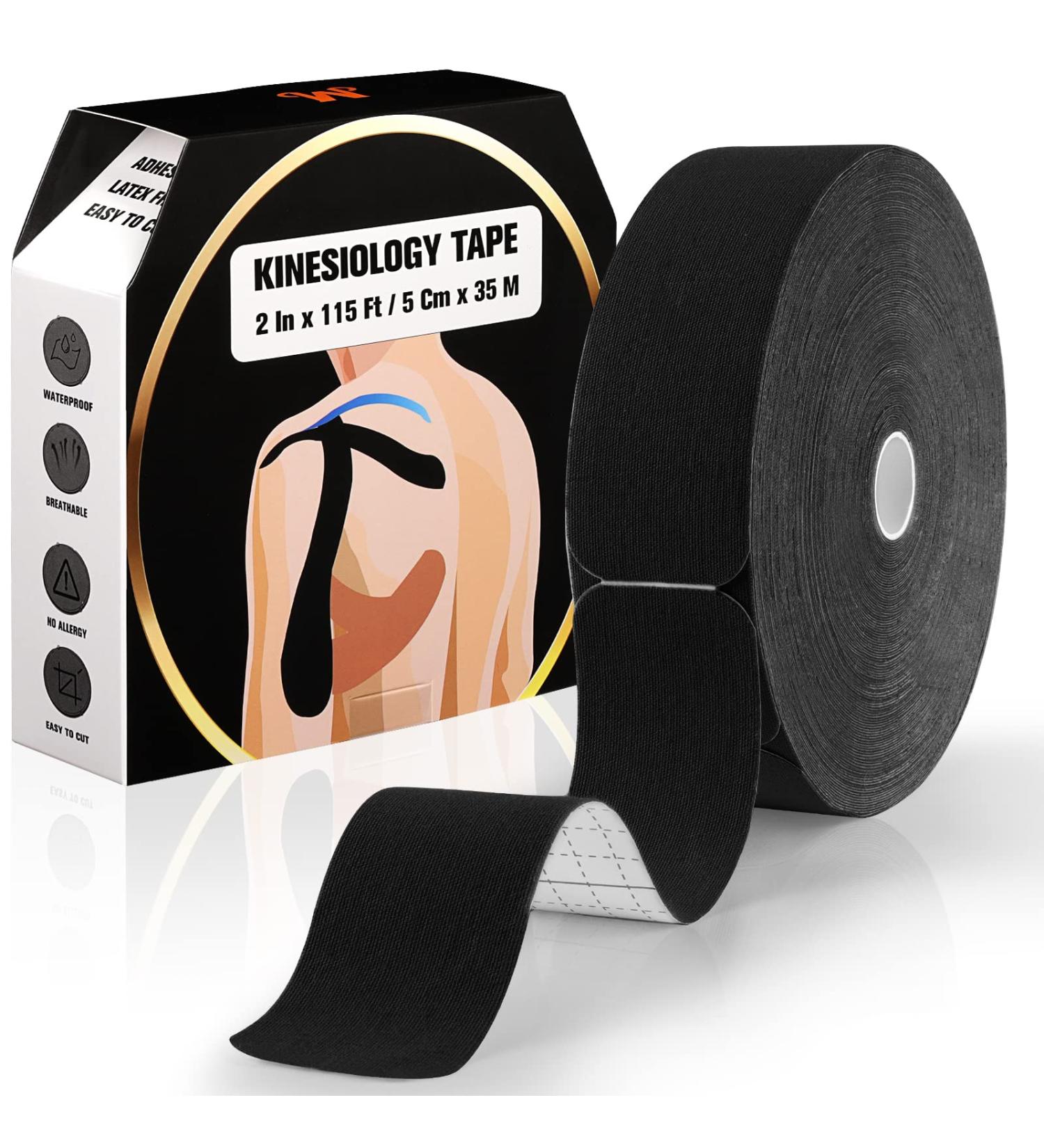 Pro Kinesiology Tape Precut Bulk - 115Ft Athletic Tape for Muscle Pain Relief - 140 Strips - Black - Buy Online on GoSupps.com