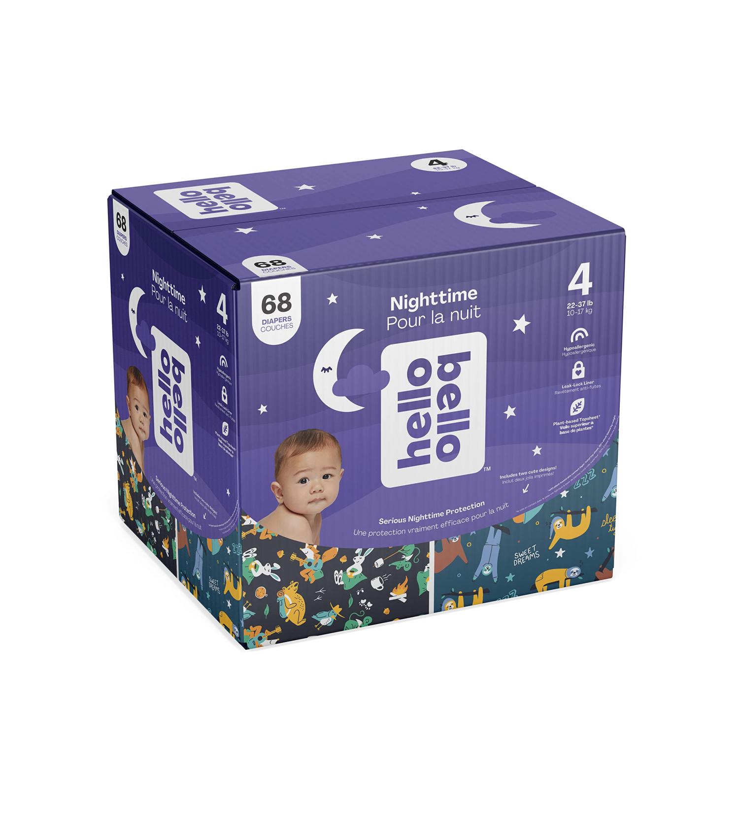 Hello Bello Disposable Overnight Diapers Size 4 Sleepy Campers and Snoozy Sloths Overnight Size 4 68 Count Size 4 (68 Count) - Buy Online on GoSupps.com
