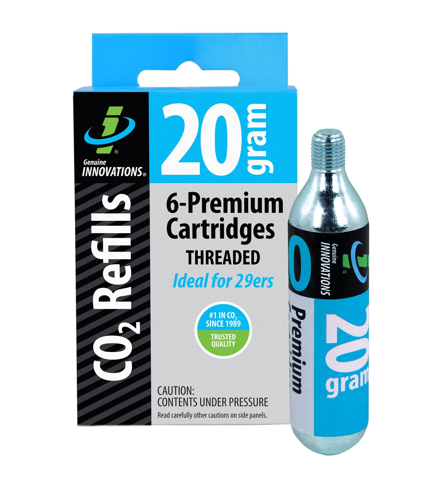 Genuine Innovations G2132 CO2 Cartridges 20g Threaded Pack of 6 - Silver - Buy Online on GoSupps.com