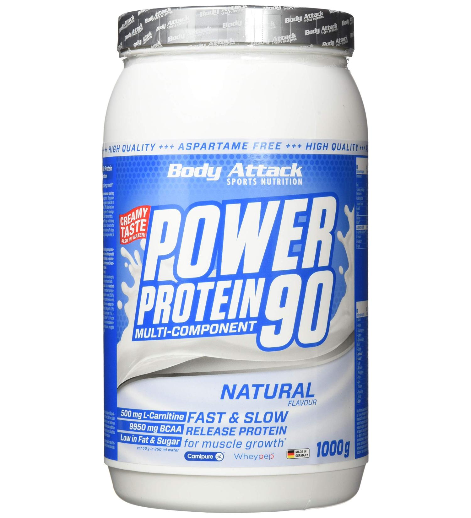 Buy Body Attack Power Protein 90 - Neutral 1kg | Multi-Component Protein Powder with BCAA Vitamins & L-Carnitine | Extra Creamy Protein Shake Made in Germany - Buy Online on GoSupps.com