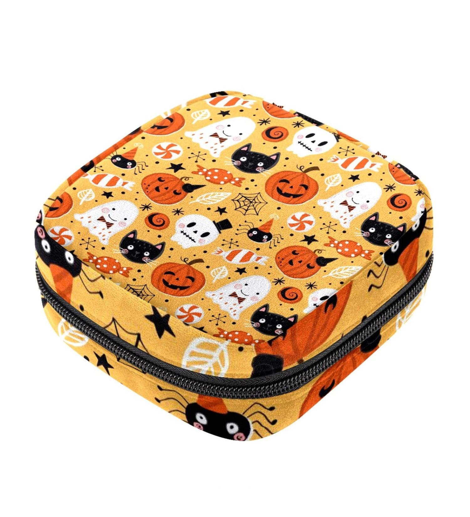 Halloween Pumpkin Sanitary Napkin Storage Bag - Portable Period Kit Holder for Menstrual Cup, Nursing Pad, Tampons - Color 7 - Buy Online on GoSupps.com