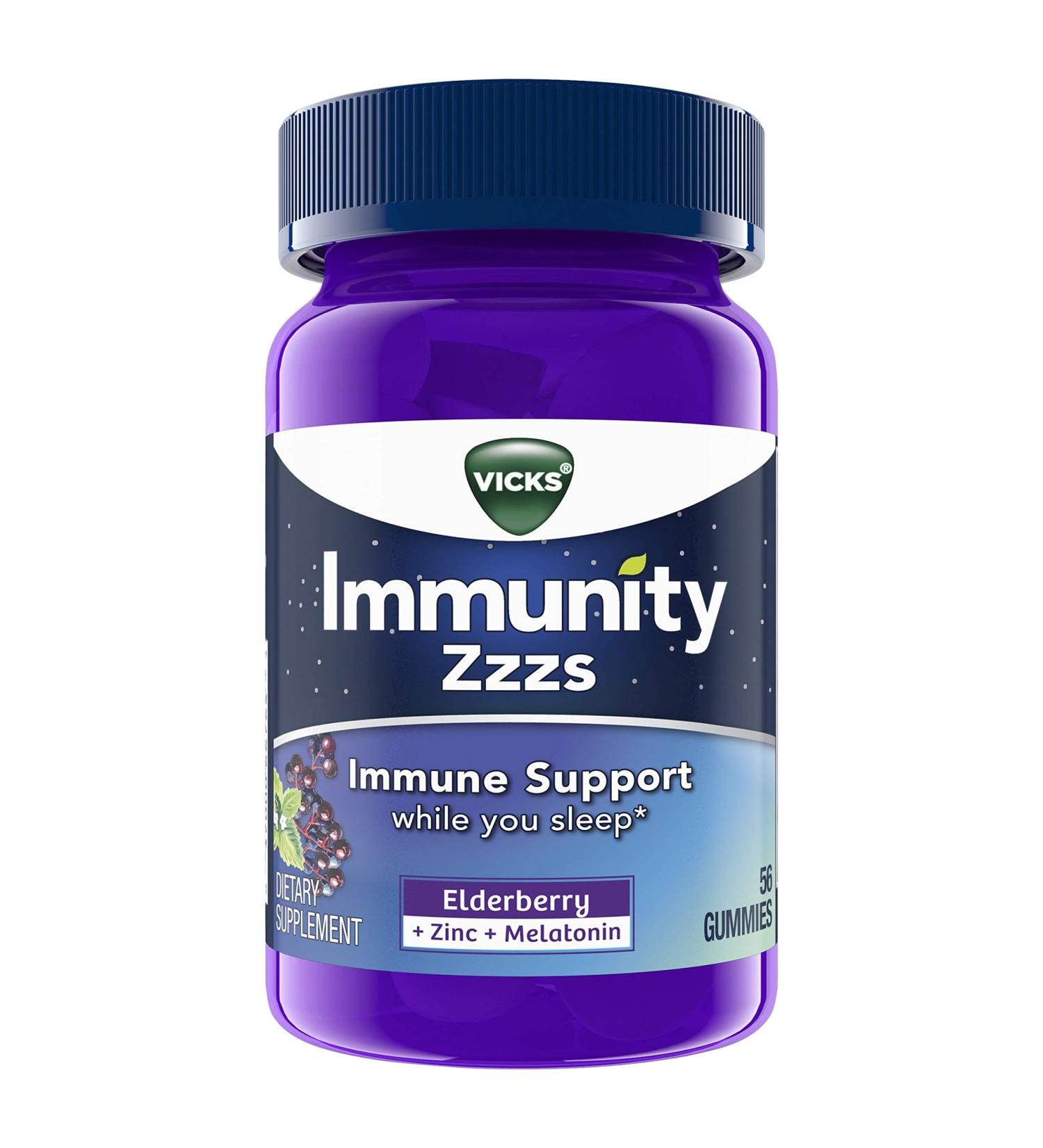 Vicks Immunity ZZZs Elderberry, Melatonin & Zinc Gummies - Immune Support & Natural Sleep Aid - Buy Online on GoSupps.com