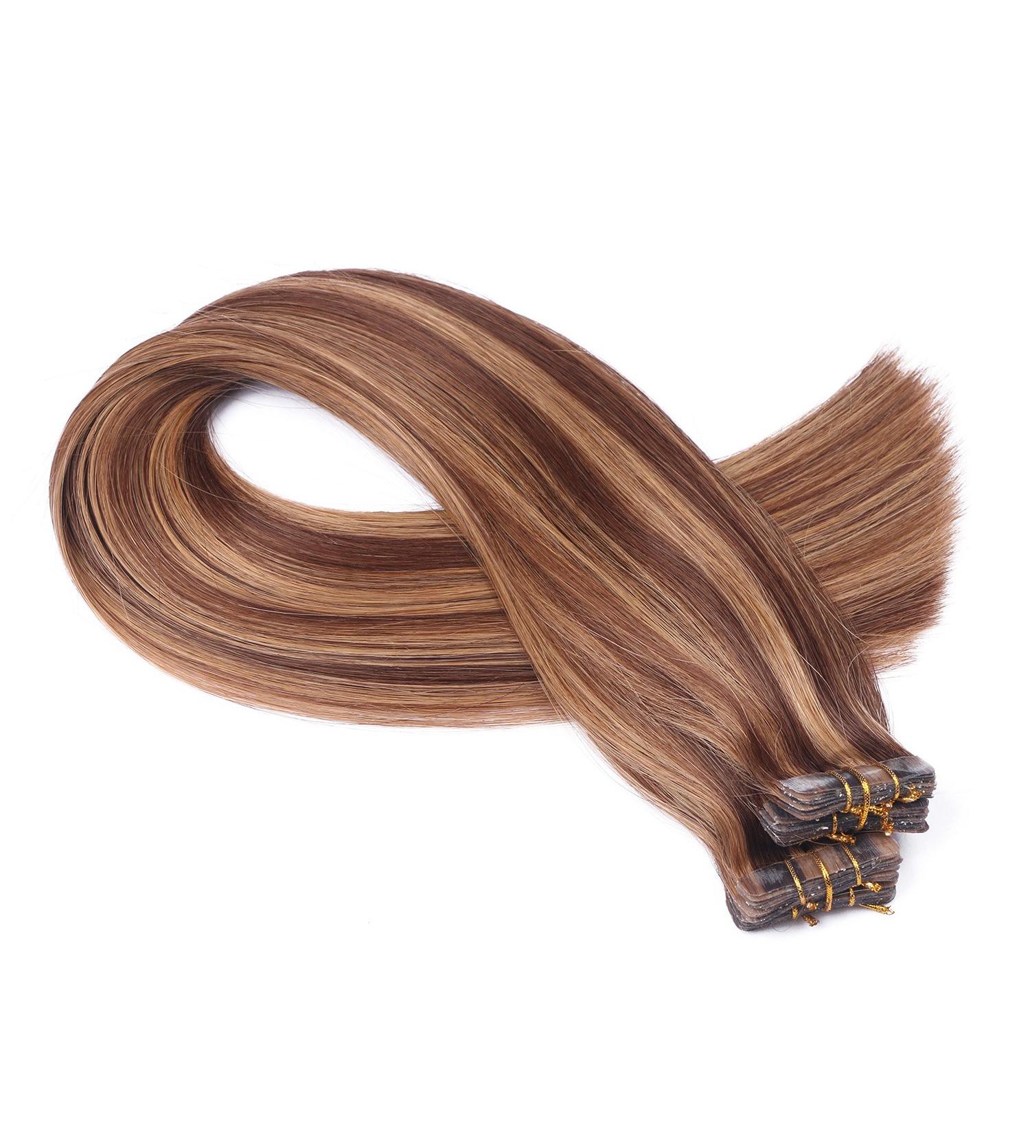 Buy #6/27 Tape-In Hair Extensions - 40cm 100% Remy Real Hair 50 Bricks | Durable Adhesive for Seamless Application - Buy Online on GoSupps.com
