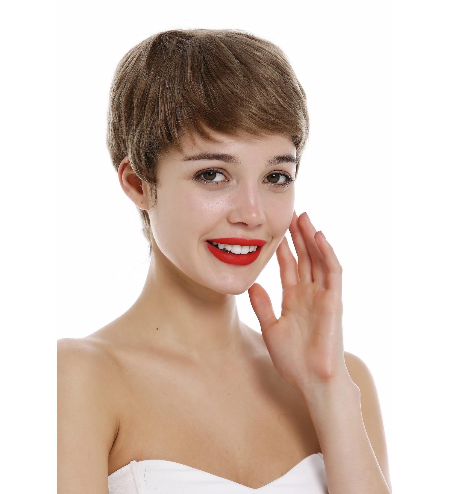 WIG ME UP DW3107 HH-18 Short Wavy Human Hair Wig for Women & Men - Light Brown Golden Bowl Cut - Buy Online on GoSupps.com