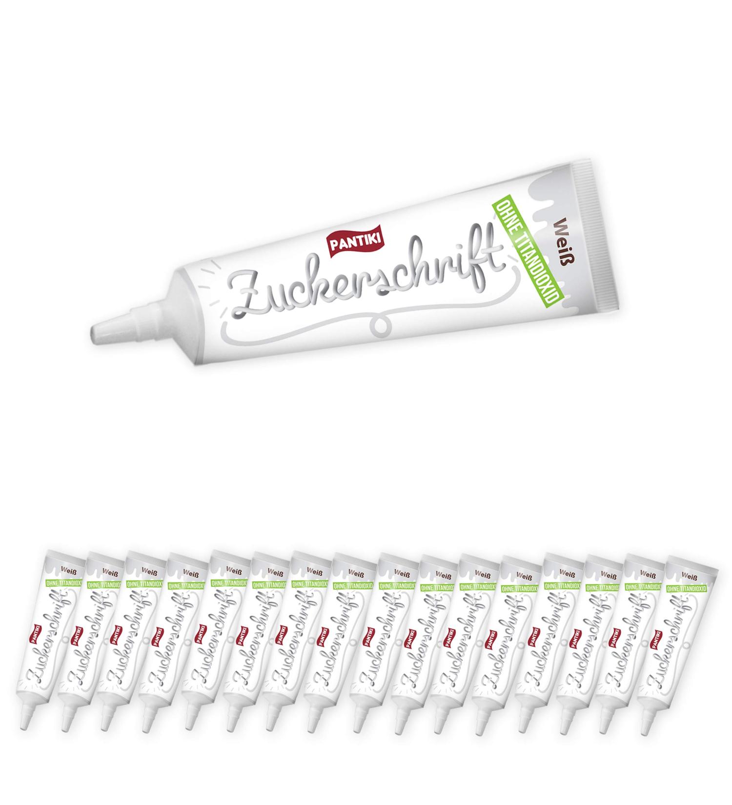 50x Pantiki sugar script Tube 24g - Color: white - reclaceable |Decorate cake just decorate pastries cake gingerbread & cookies perfect frosting white opaque 50 pieces