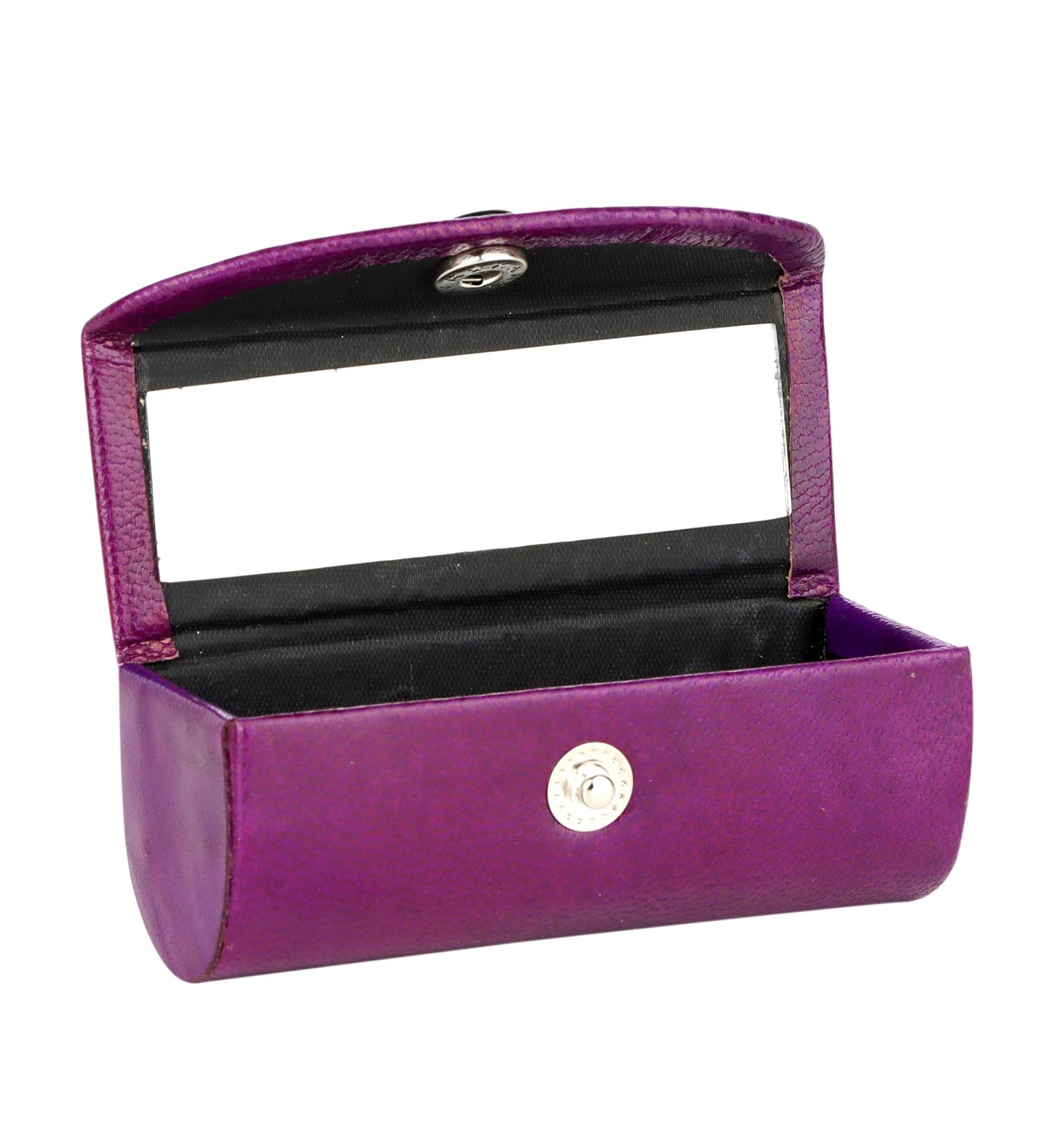CHERKRAFT Premium Soft Leather Purple Lipstick Case with Mirror - Handbag Organizer and Lipstick Holder - Buy Online on GoSupps.com