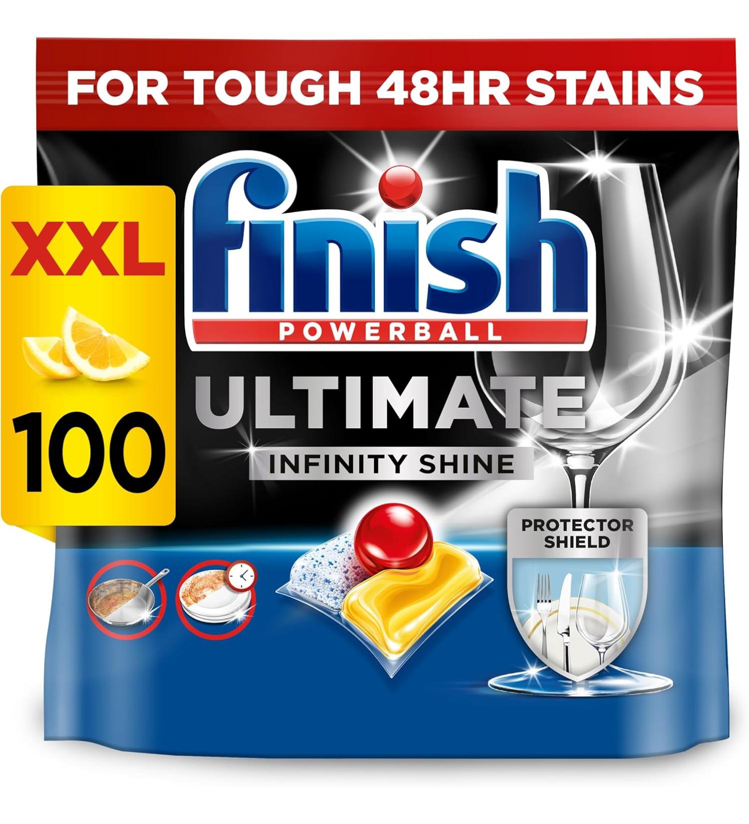 Finish Ultimate Infinity Shine Dishwasher Tablets bulk Lemon 100 Dishwasher Tabs Ultimate Clean and Shine - Buy Online on GoSupps.com