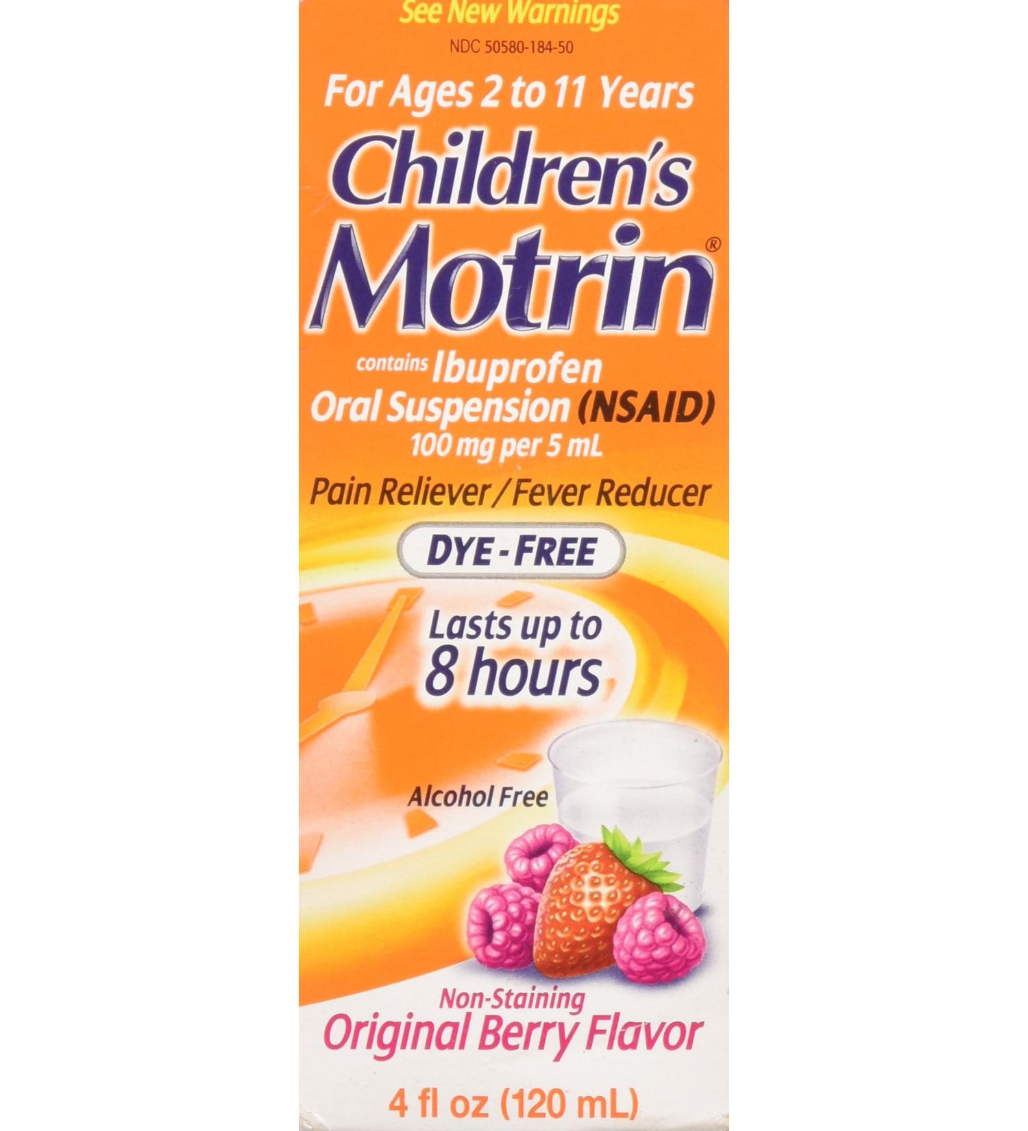 MOTRIN Children's Dye-Free Berry Oral Suspension 4 oz - Fast Relief for Kids - Buy Online on GoSupps.com