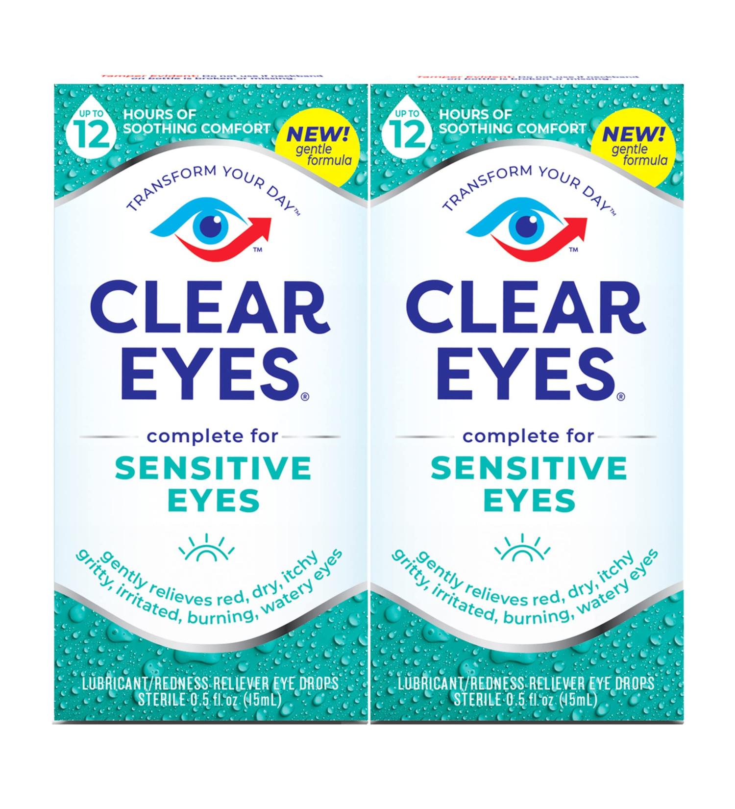 Clear Eyes Sensitive Eyes Eye Drops 0.5 Oz - 2 Pack | Soothes & Refreshes Irritated Eyes - Buy Online on GoSupps.com