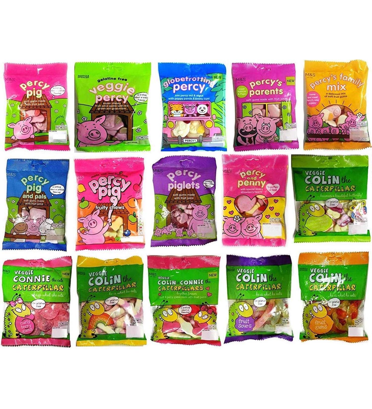M&S Percy Pig and Friends Fruit Gummy Sweets (Vegetarian) - 4 x 150g/170g Bags Variety