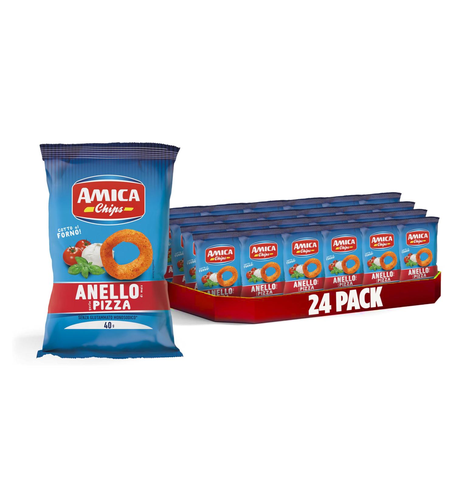 Amica Chips AMICA Chips | Pizza Flavor Ring Chips Baked Corn Snack Sunflower Oil 24 pieces x 40g