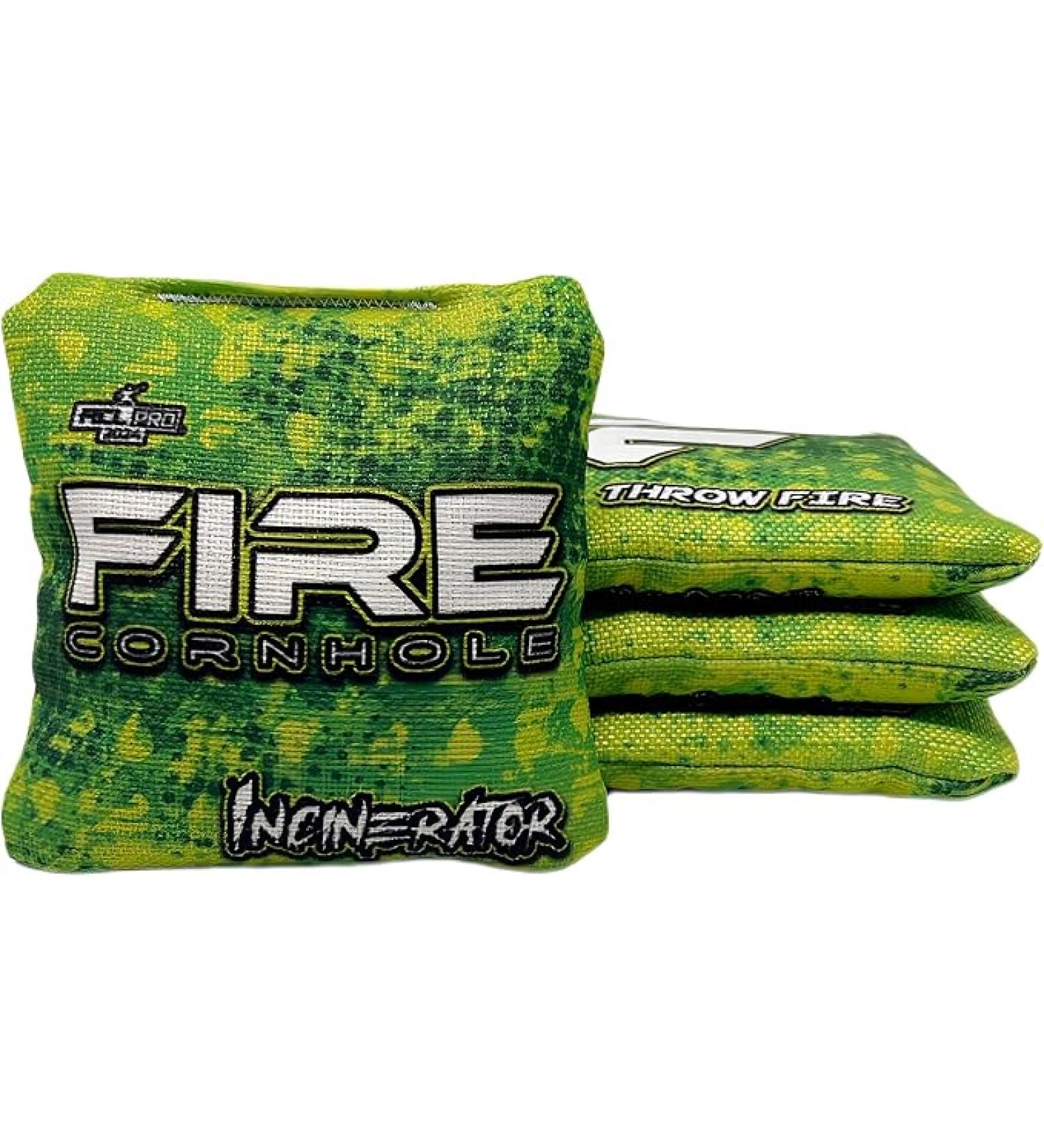 FIRE CORNHOLE | Cornhole Bags | ACL Pro Approved | Weather Resistant | Regulation Size and Weight | Incinerator Series | Set of 4 | Made in The USA