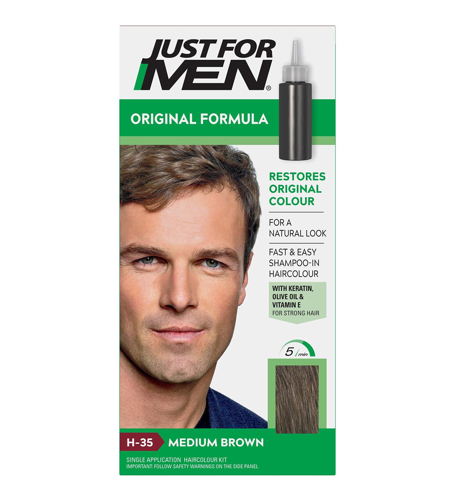 Just For Men Original Formula Medium Brown Hair Dye - H35 Medium Brown Single - Buy Online on GoSupps.com