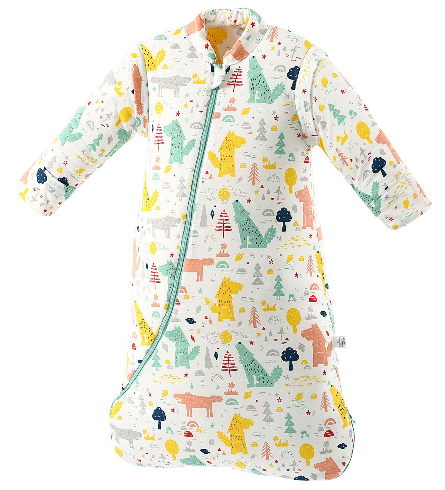 Kids Baby Sleeping Bag 3.5 Tog with Long Sleeves | Winter Animal Wolf Design | Cotton Toddler Sleeper Swaddle | Double Zipper Baby Grow Bag 12-24 Months - Buy Online on GoSupps.com