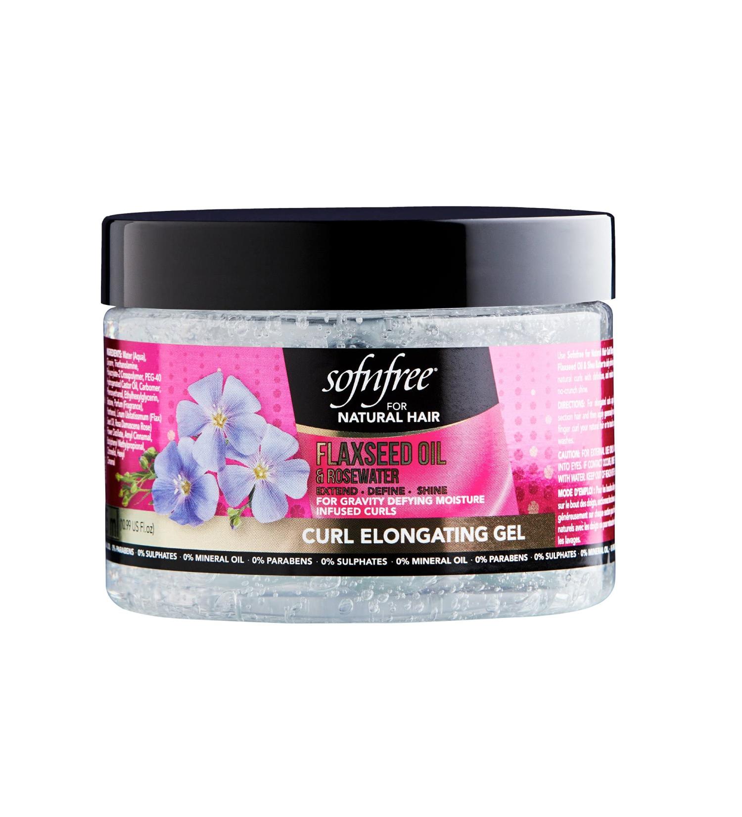 Sofn Free Curl Elongating Gel with Flaxseed Oil & Rosewater - Moisturizing Natural Curl & Wave Treatment - 11 Fl Oz - Buy Online on GoSupps.com
