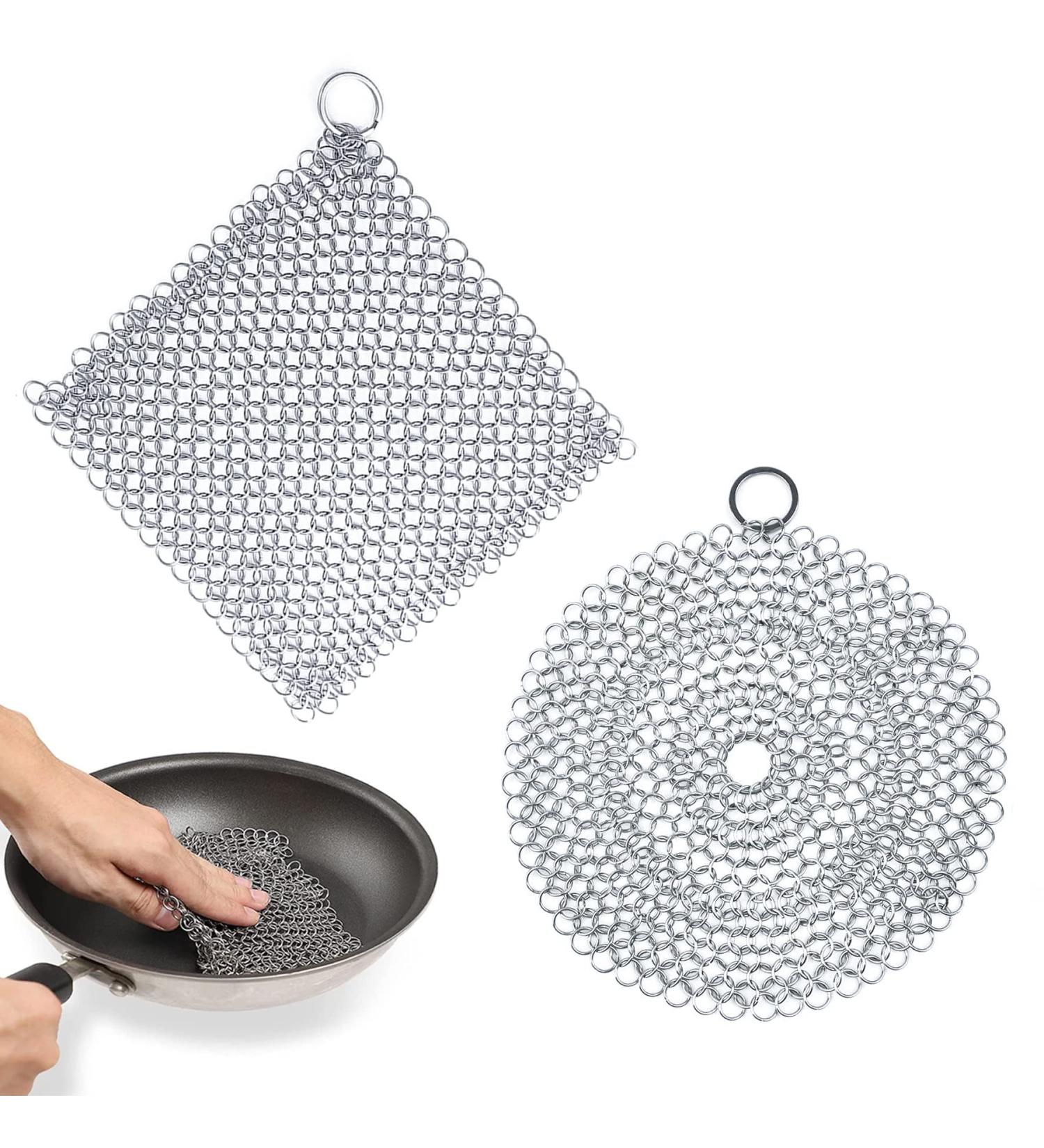 Cast Iron Cleaner Set - 2 Pieces of Dutch Oven & Grill Cleaning Tools | Durable Chain Scrubber & Ring Cleaner for Pans & Woks - Buy Online on GoSupps.com