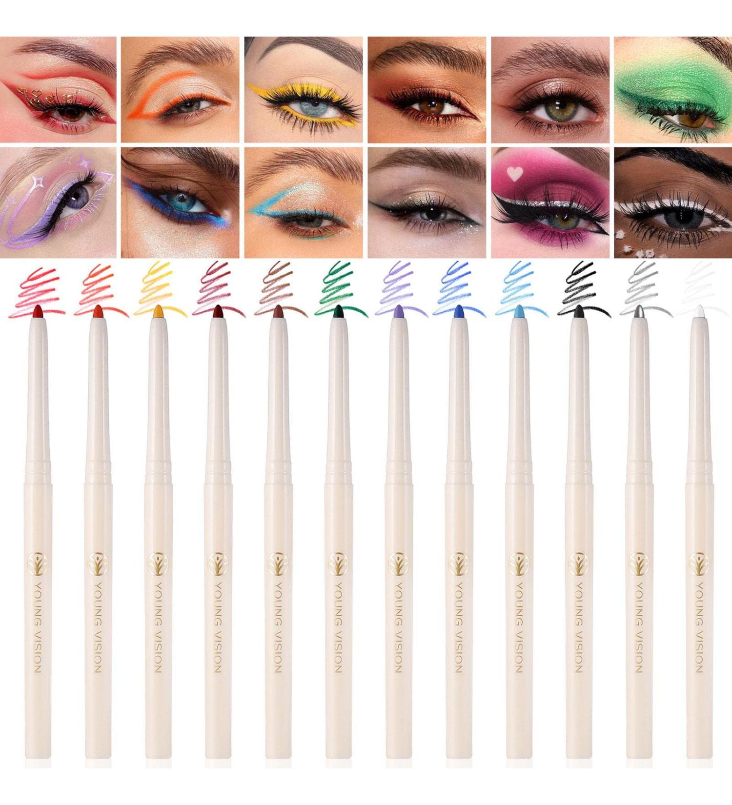 Colored Eyeliner Pencils Set - Quick Dry Eye Liner for Women 12 Colors Retractable Eye Makeup Liners Precision Tip Glides On Easily to Create Any Look Frifer - Buy Online on GoSupps.com