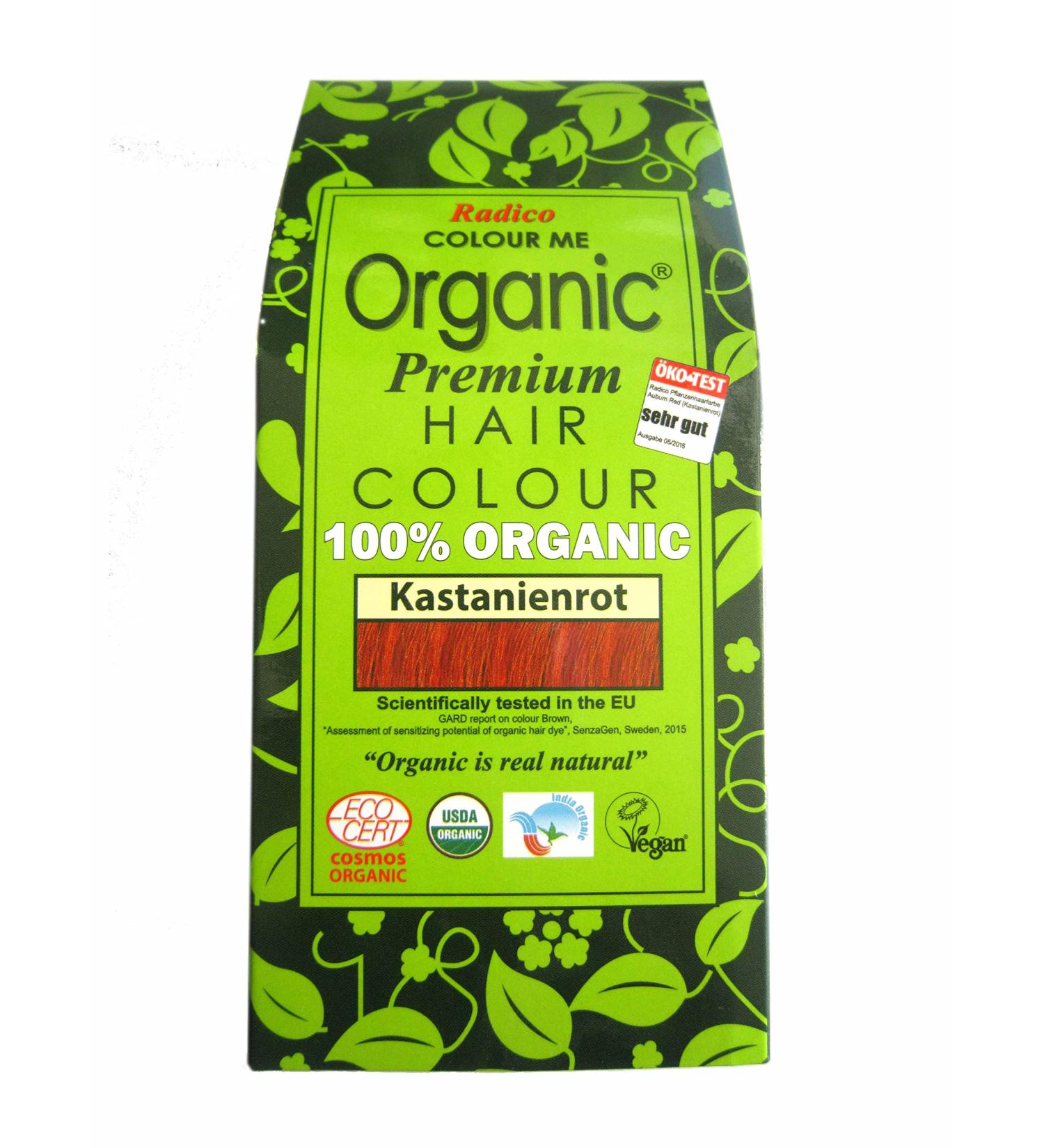 Radico Color Me Organic vegetable hair dye chestnut redauburn red from Ayurvedic herbs free from ammonia and hydrogen peroxide also for gray hair 200 g