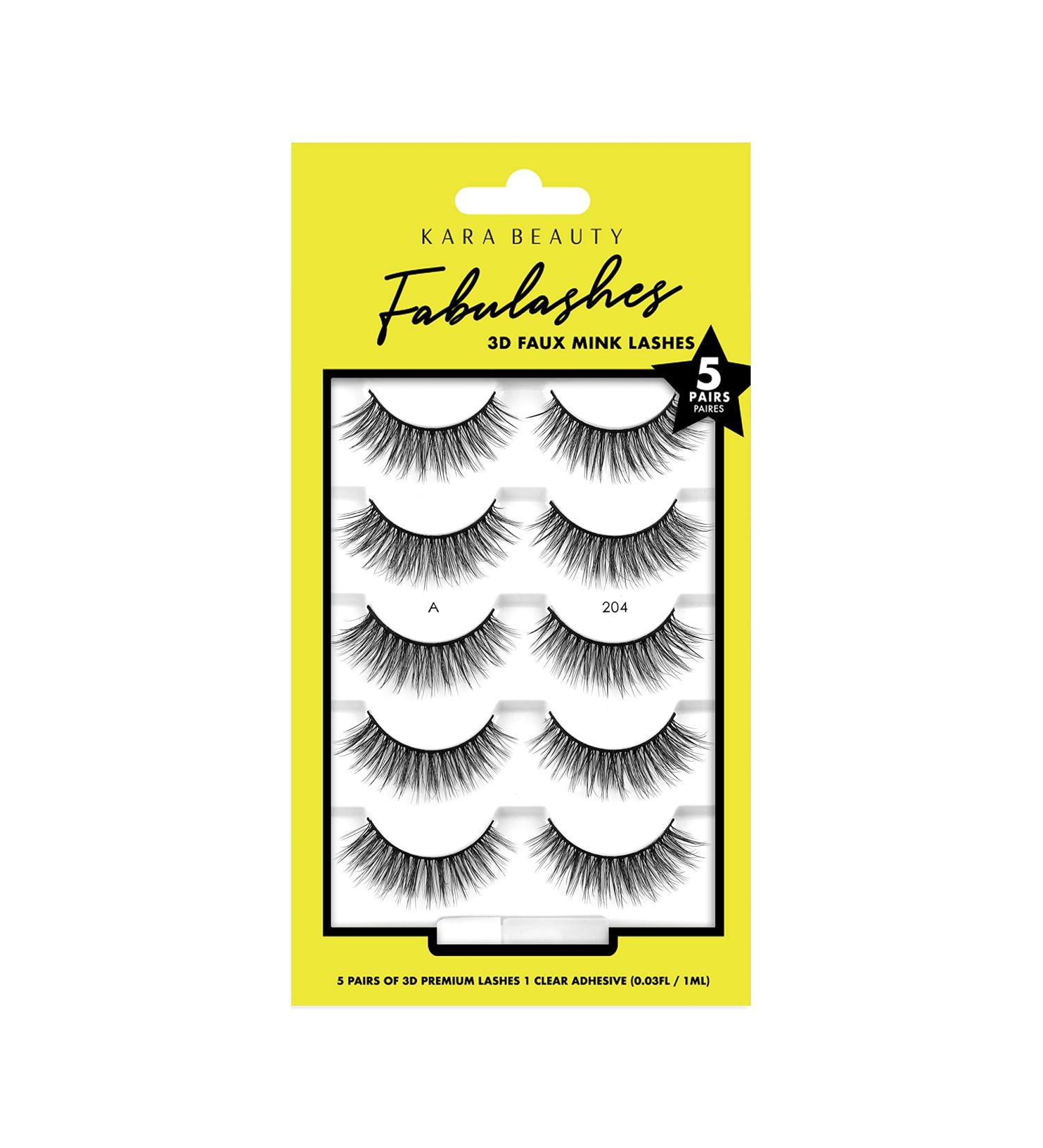KARA BEAUTY FABULASHES 5 IDENTICAL PAIRS Multi-pack 3D Faux Mink False Eyelashes - Style KA5204