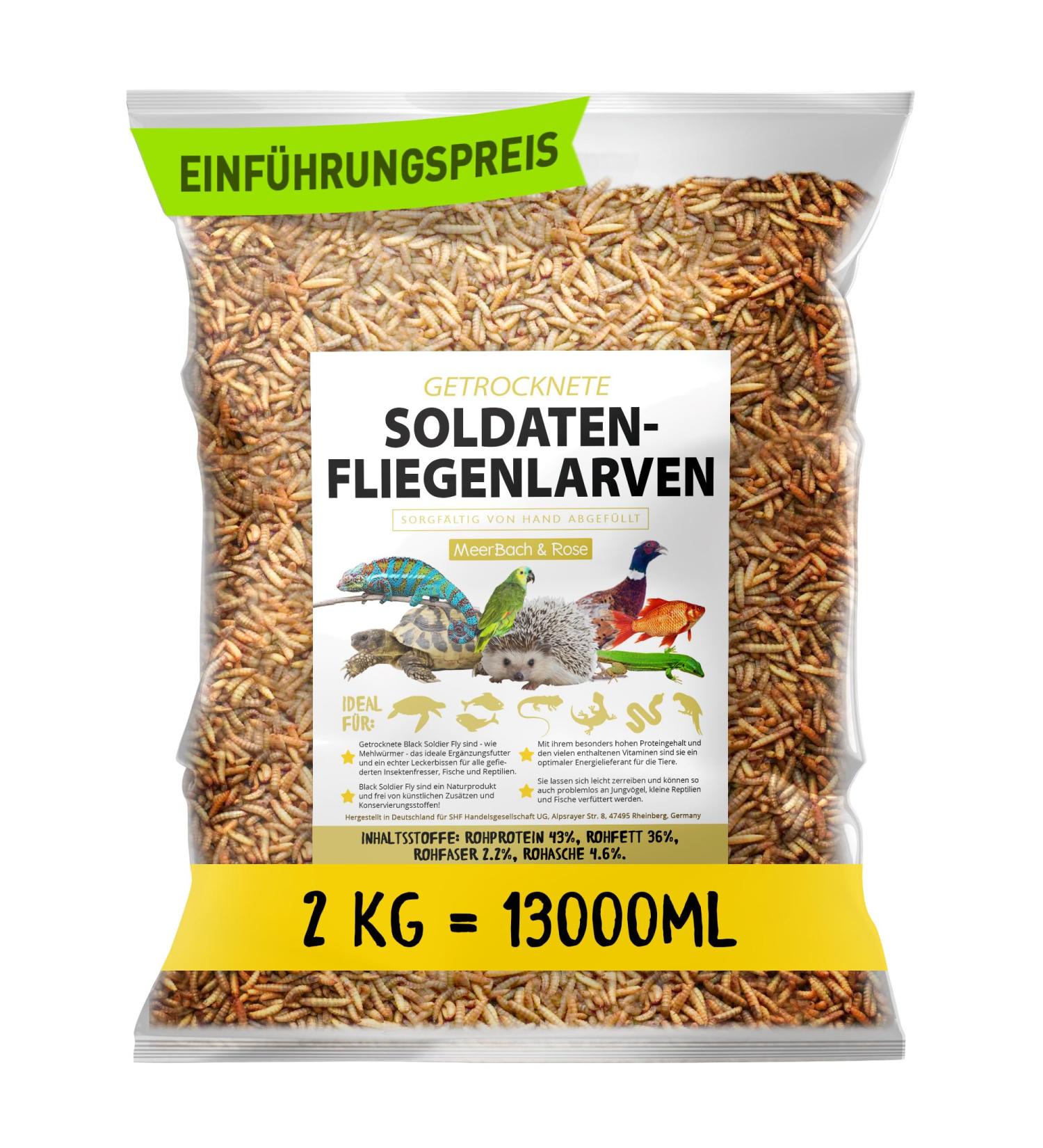 Dried soldier fly larvae 2 kg (equivalent to 13 liters) Black Soldier Flys bird food hedgehog with in - Buy Online on GoSupps.com