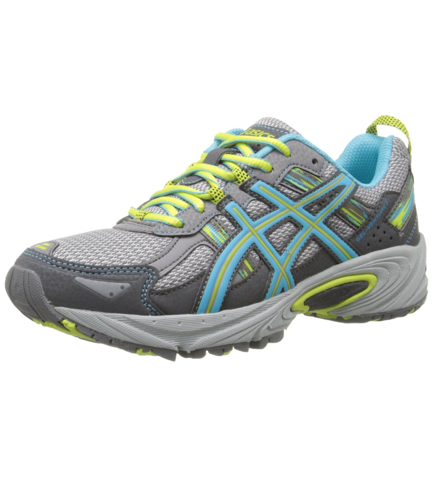 ASICS Women's Gel-Venture 5 Running Shoes 9 Wide - Silver Grey/Turquoise/Lime Punch - Buy Online on GoSupps.com