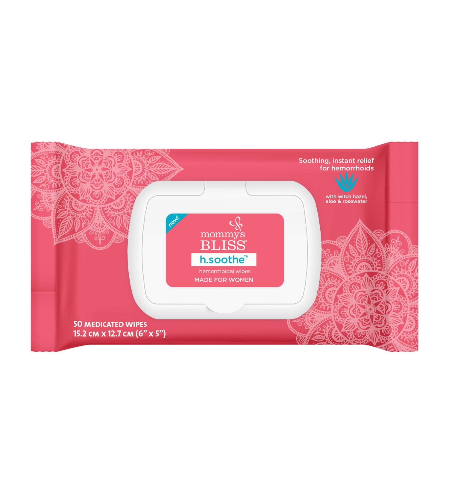 Mommy's Bliss Hemorrhoid Relief Wipes with Witch Hazel & Aloe 50 Medicated Wipes - Buy Online on GoSupps.com