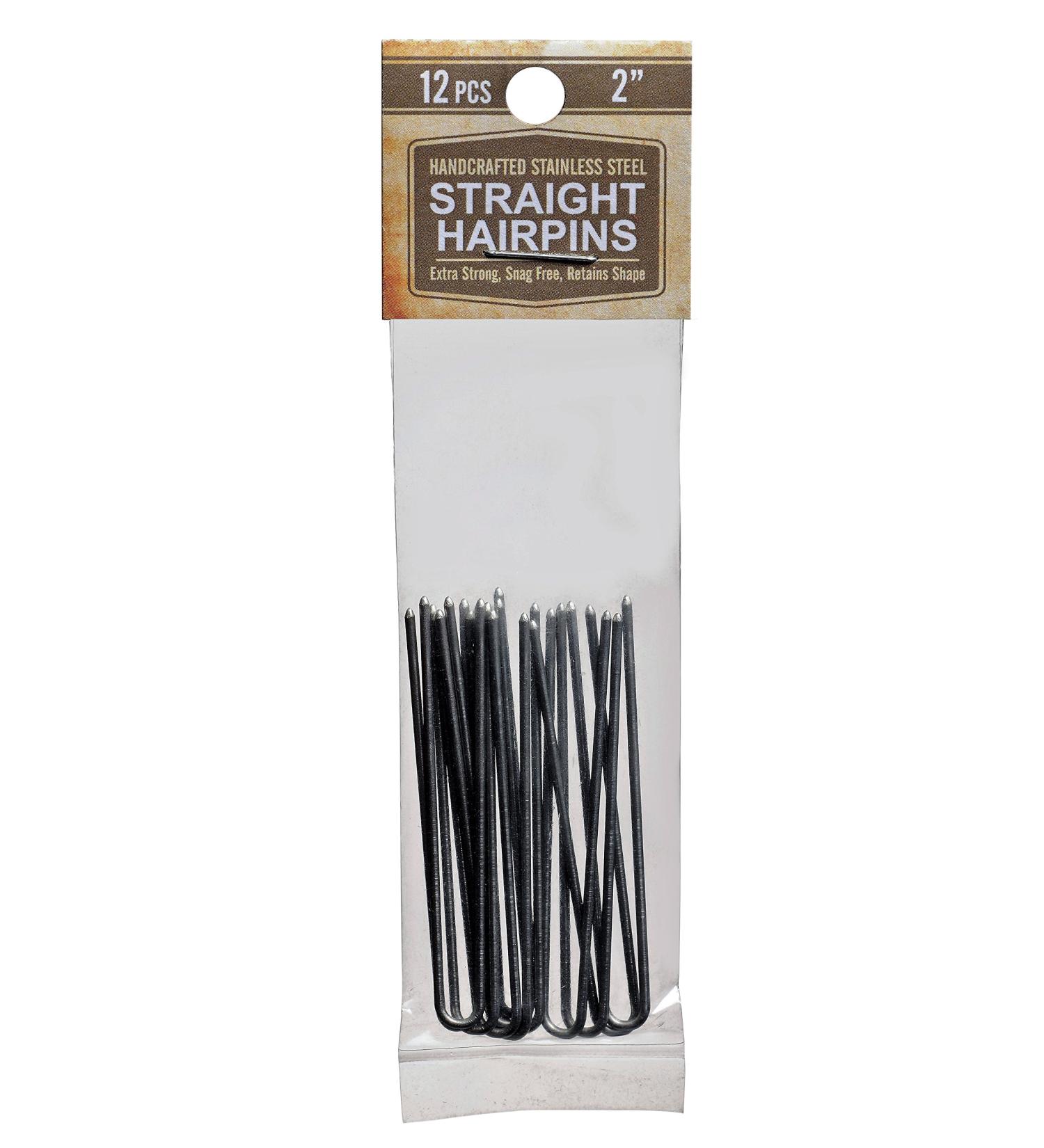2 Inch Straight Stainless Steel Heavy Duty Hairpins Pack of 12 - SILVER | Handmade Snagless Hair Pin Set - Buy Online on GoSupps.com