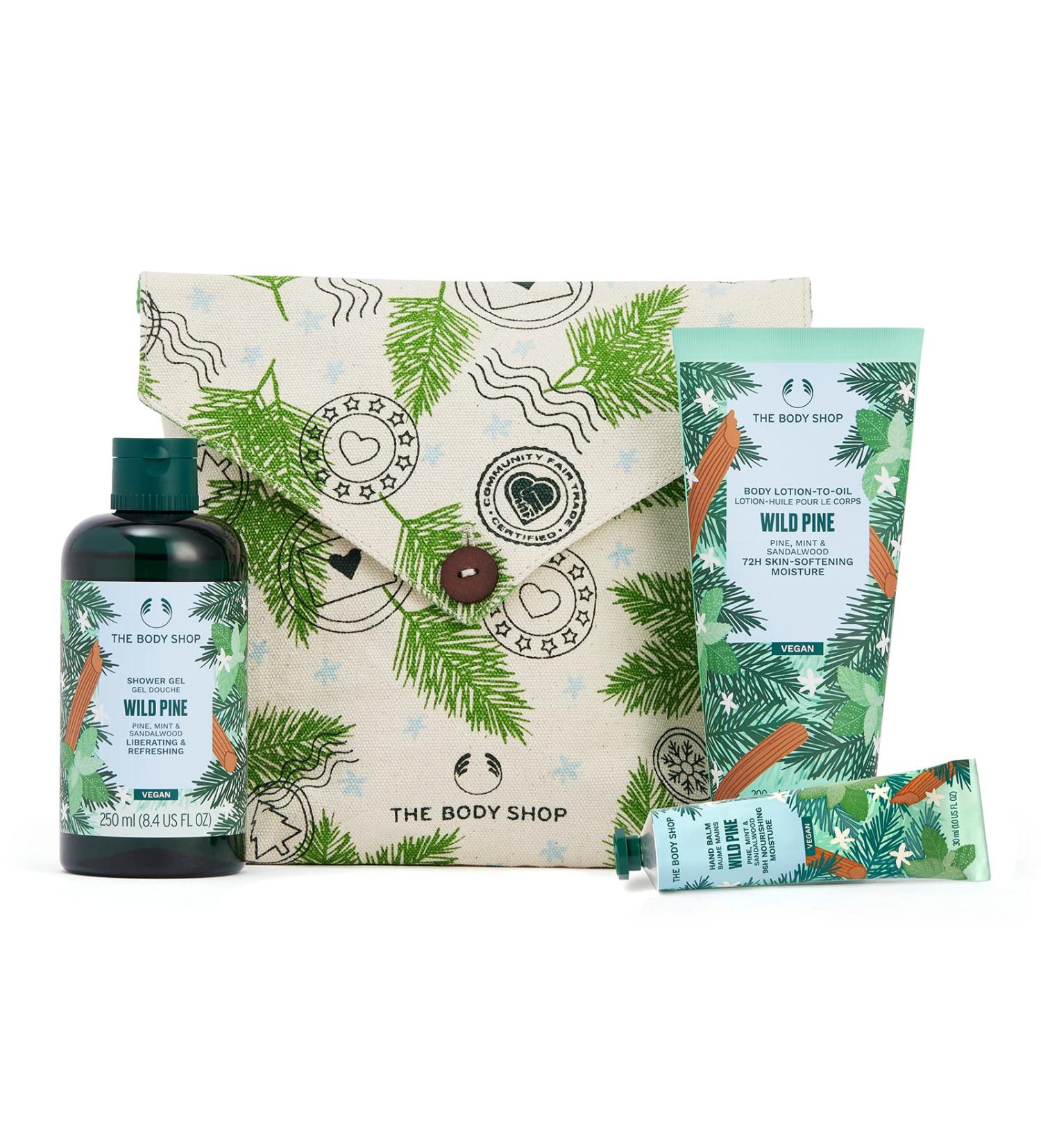 The Body Shop Pine & Divine Wild Pine Essentials Gift Set | Vegan Holiday Skincare Kit | Energizing Pine Scent | 3 Items - International Shipping Available - Buy Online on GoSupps.com