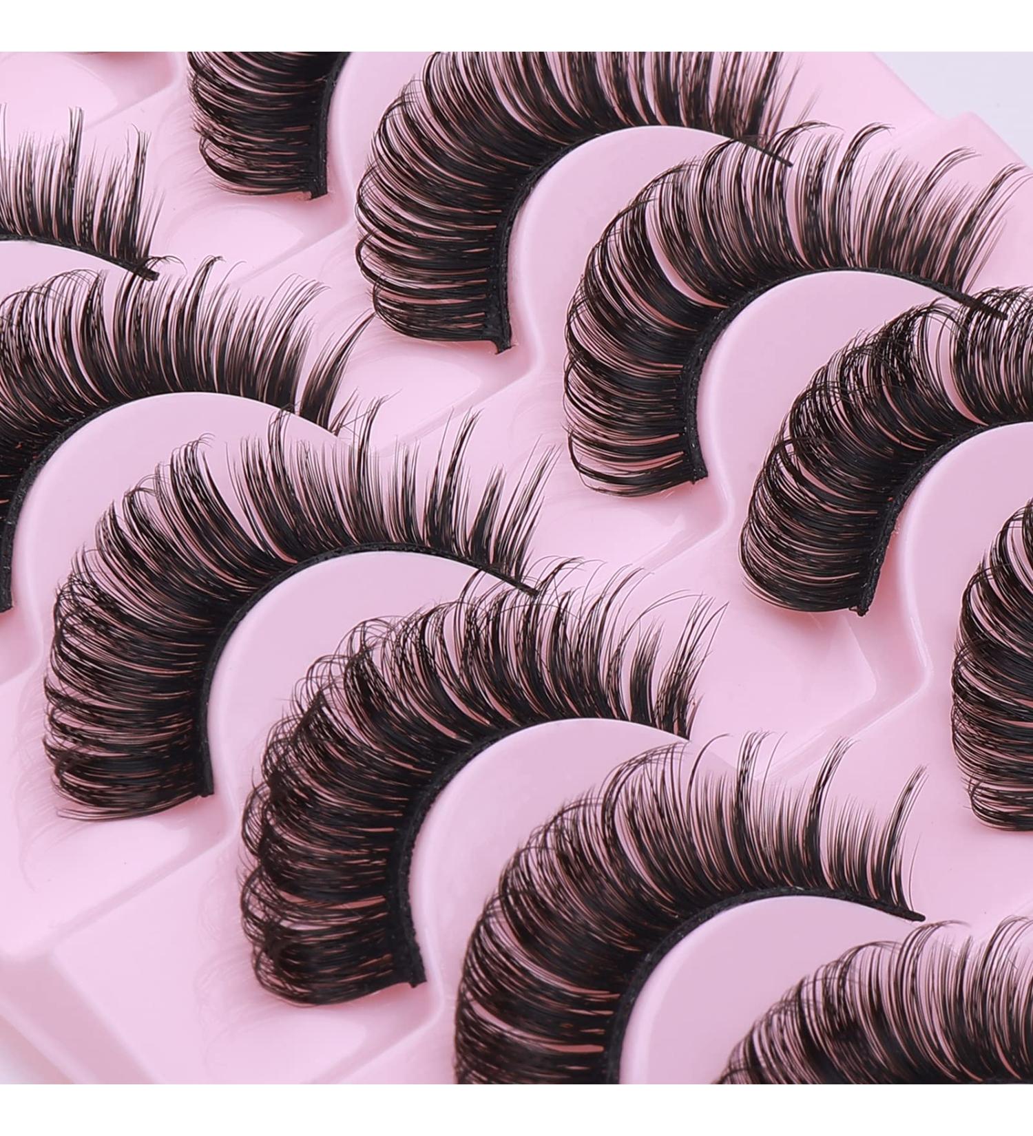 Sibba 10 Pairs False Eyelashes Russian Strip Lashes Fluffy Wispy Fake Eyelashes Natural Growth Long Strip Curly Handmade Faux Reusable Eyelashes (Style B) - Buy Online on GoSupps.com