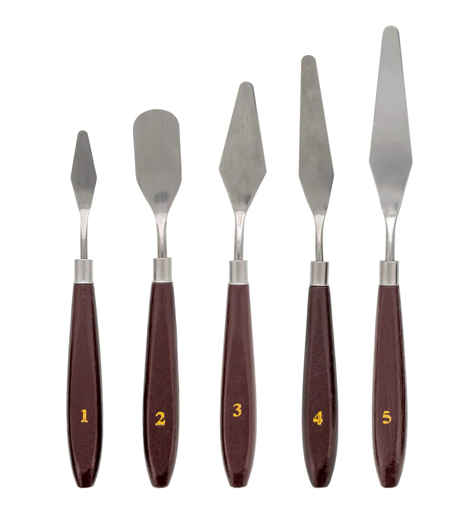 U.S. Art Supply 5-Piece Stainless Steel Palette Knife Set - Flexible Spatula Painting Knives for Mixing, Spreading, and Applying Oil & Acrylic Paint, Cake Icing, 3D Printer Tool - Buy Online on GoSupps.com