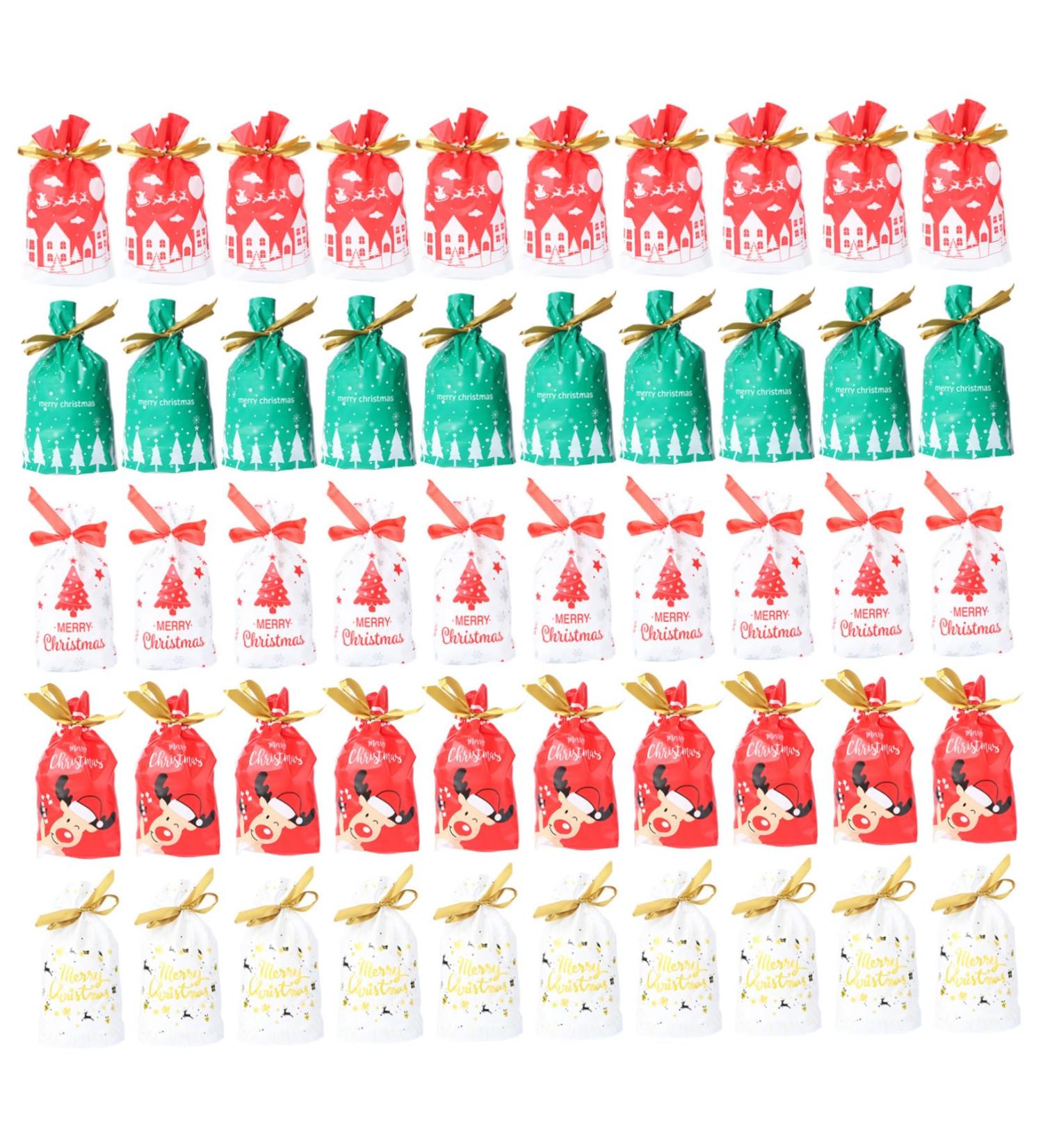 SEWOART 50pcs Christmas Drawstring Bag Bags Christmas Bundle Pocket Christmas Bag Food Storage Bag - Buy Online on GoSupps.com