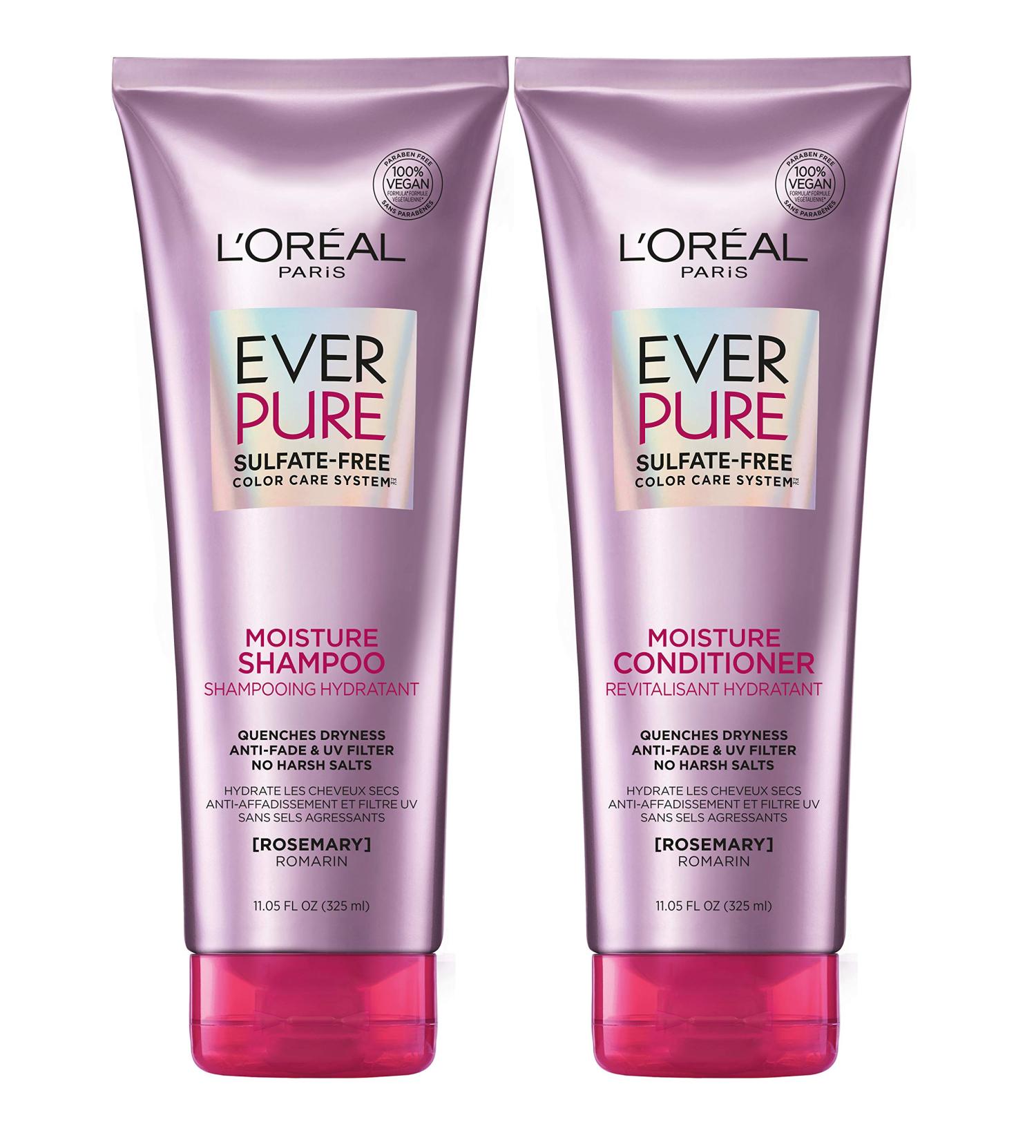 L'Oreal Paris EverPure Moisture Shampoo & Conditioner Set - Sulfate Free, Rosemary Infused, for Dry & Color Treated Hair - 11 fl. oz - Buy Online on GoSupps.com