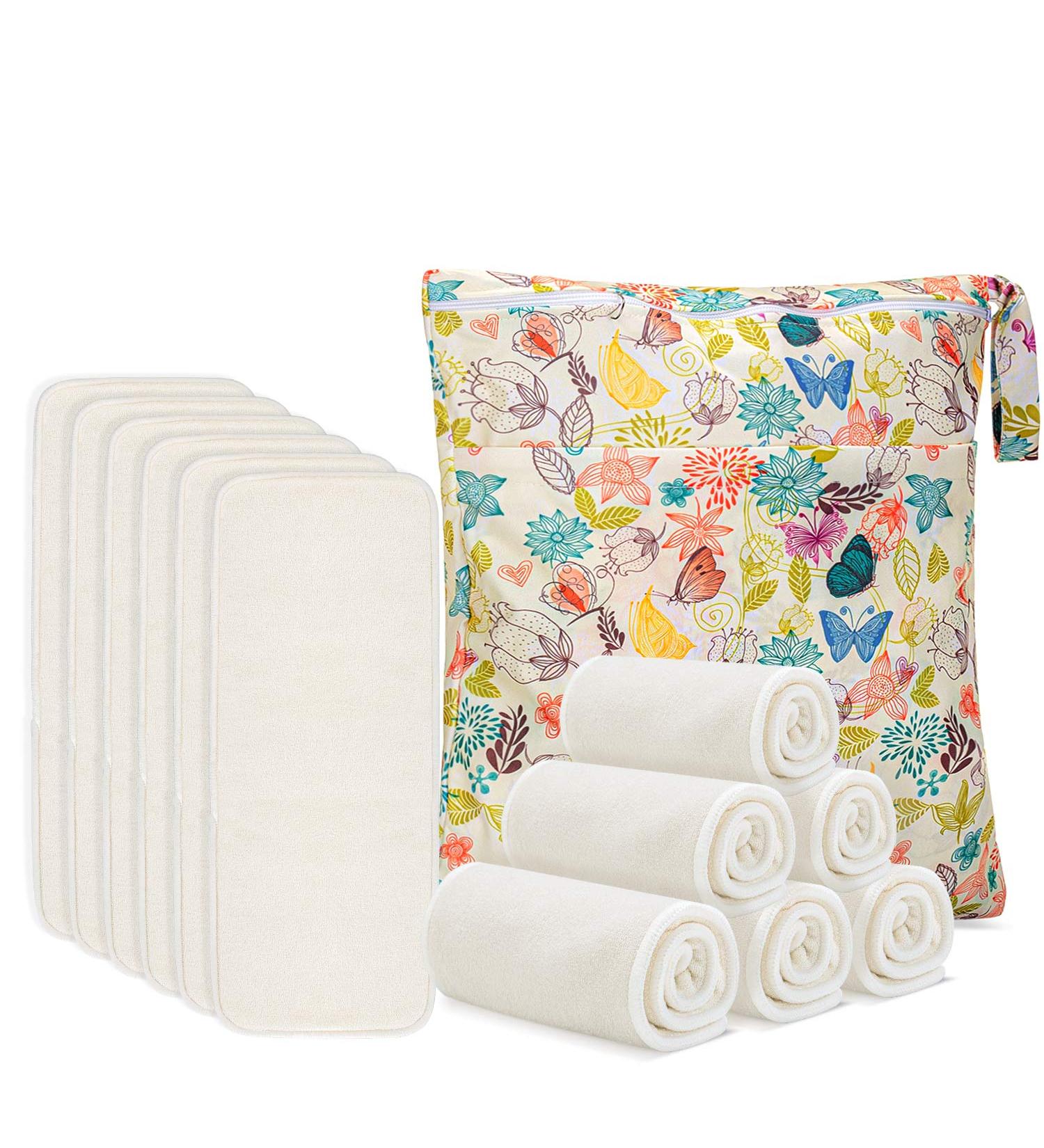 Damero 5-Layer Bamboo Reusable Diaper Inserts - 12PCS Cloth Diaper Inserts with Extra Storage Bag | Eco-Friendly Bamboo Material | 12 Count - Buy Online on GoSupps.com