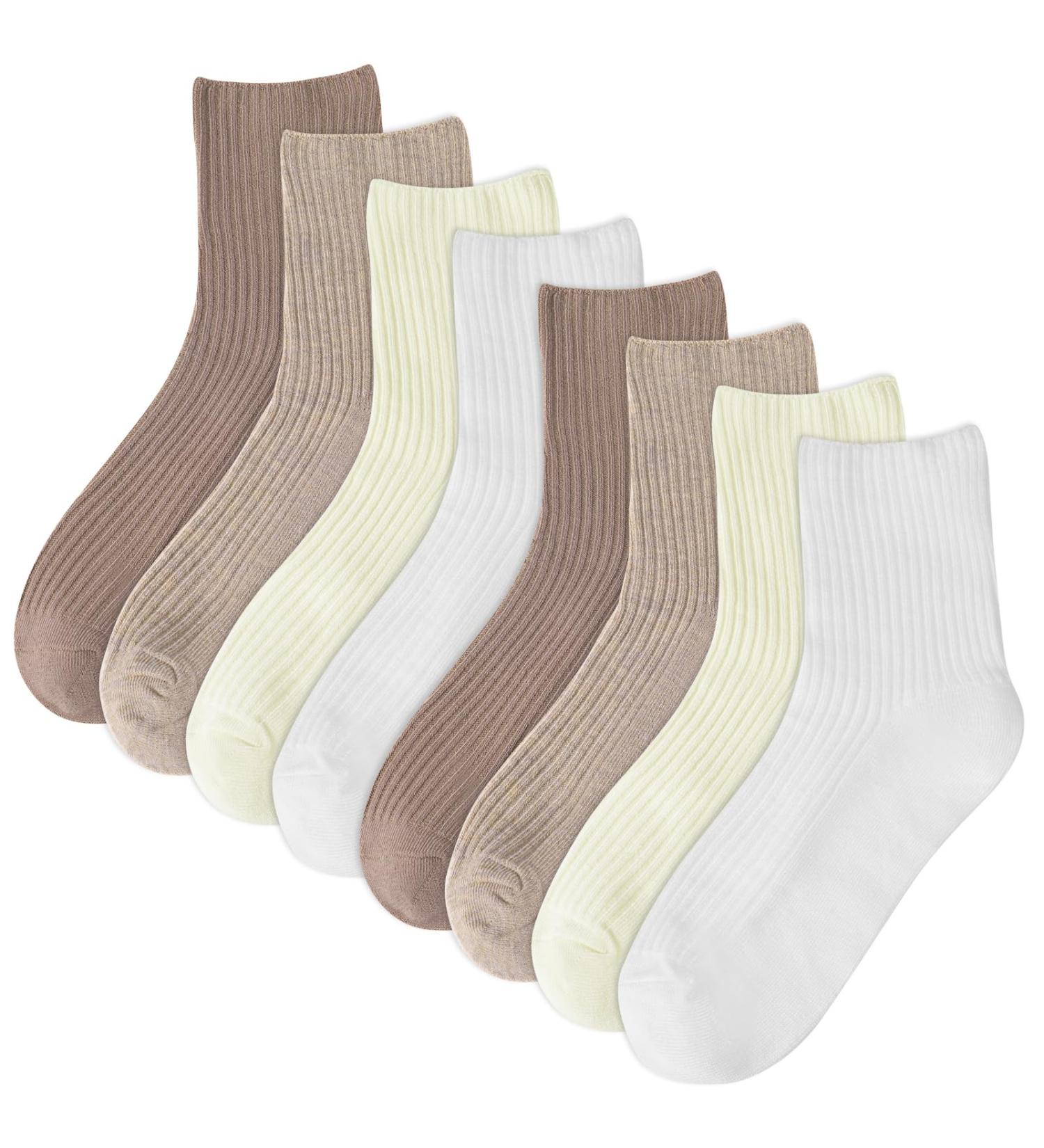 Yamitora Women's Crew Socks - Cute & Comfortable Cotton Knit for Spring Summer & Autumn - 4 Pairs of Aesthetic Sports Socks - Buy Online on GoSupps.com