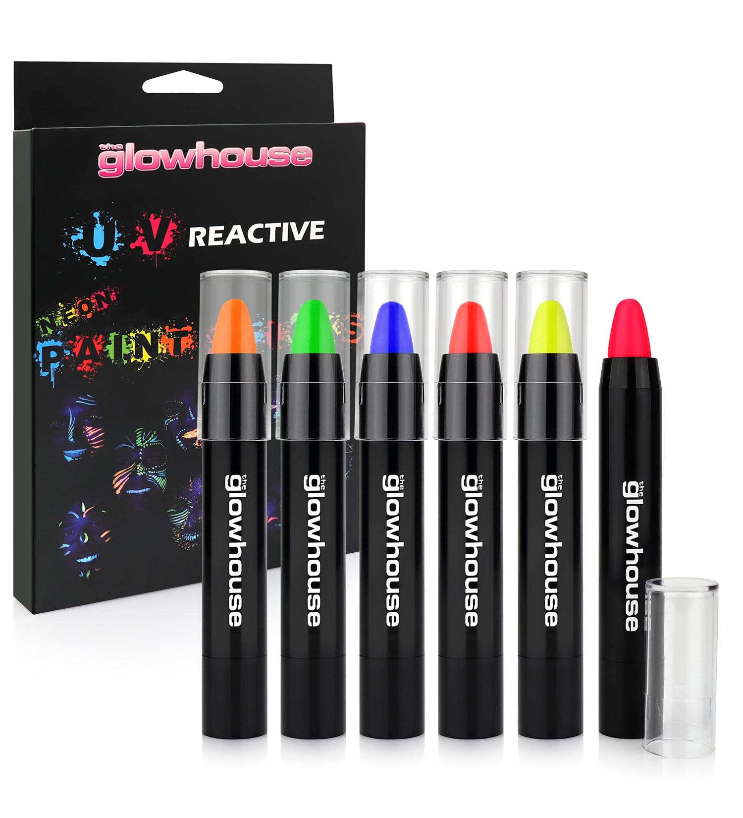 The Glowhouse UV Neon Face Paint and Body Paint Stick (Pack of 6) Fluorescent Brightest Glow under UV! - Buy Online on GoSupps.com