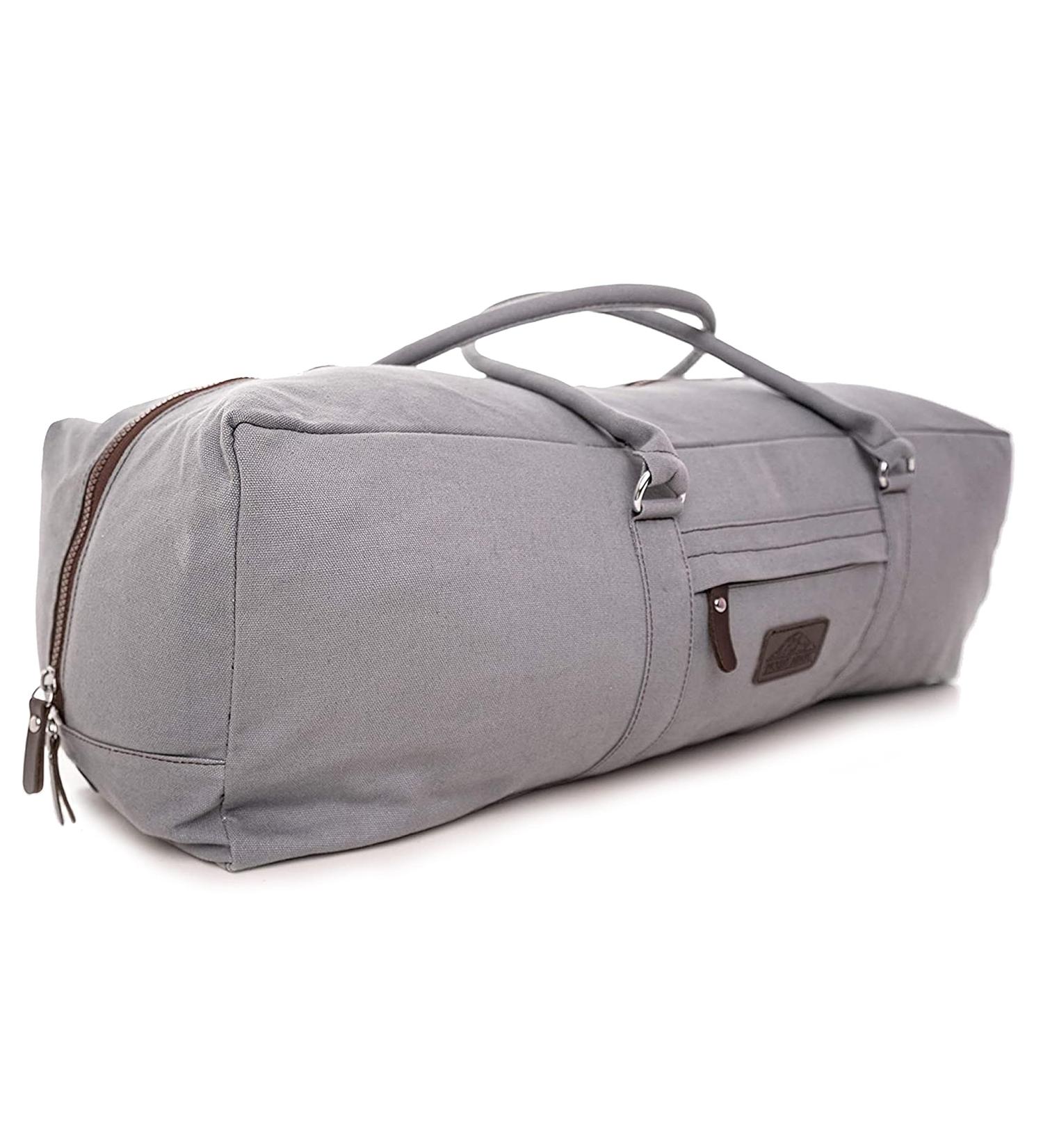 Mount Adams XL Yoga Mat Bag - Extra Large Fitness Carrier for Exercise Mat, Block, Straps, and Blanket - Canvas Gym Duffle Bag in Gray - Buy Online on GoSupps.com