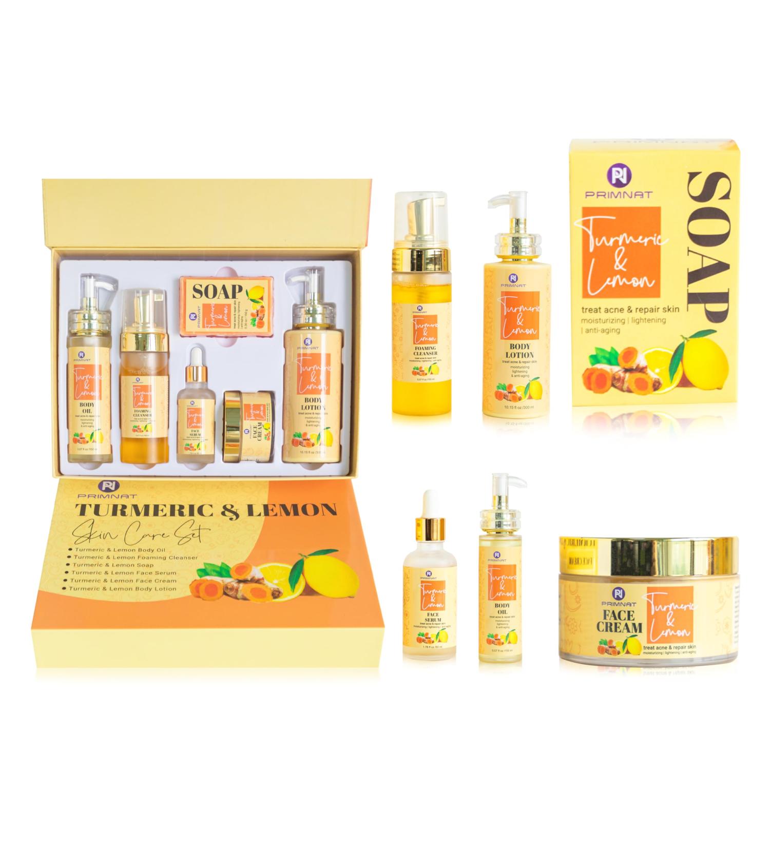 Shop Turmeric Soap Bar & Skin Care Set - Anti-Aging Acne Reducing Aloe Vera Cream Moisturizer Oil Control Serum & Hydrating Face Wash | International Shipping - Buy Online on GoSupps.com