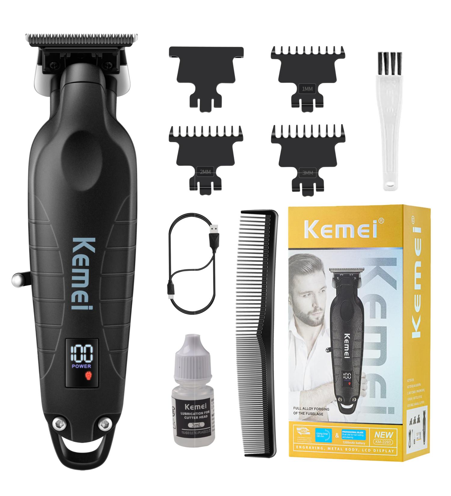KEMEI 2293 Professional Hair & Beard Trimmer - Zero Gapped T-Blade Clippers for Men - Cordless & Rechargeable Hair Clippers for Barbers - Buy Online on GoSupps.com