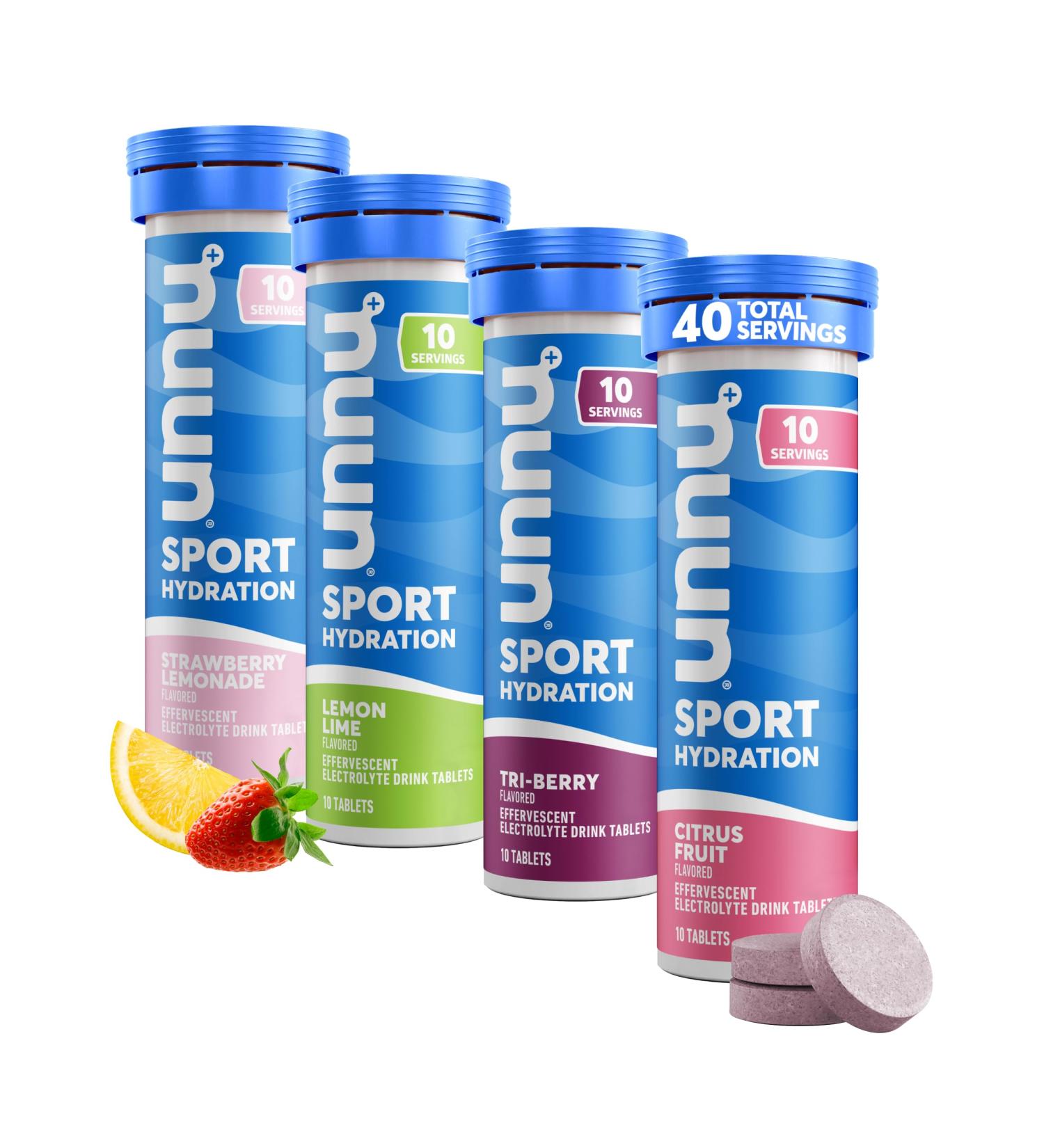 Nuun Sport Electrolyte Tablets for Proactive Hydration Mixed Flavors 4 Pack (40 Servings) Mixed Flavors 10 Count (Pack of 4) - Buy Online on GoSupps.com