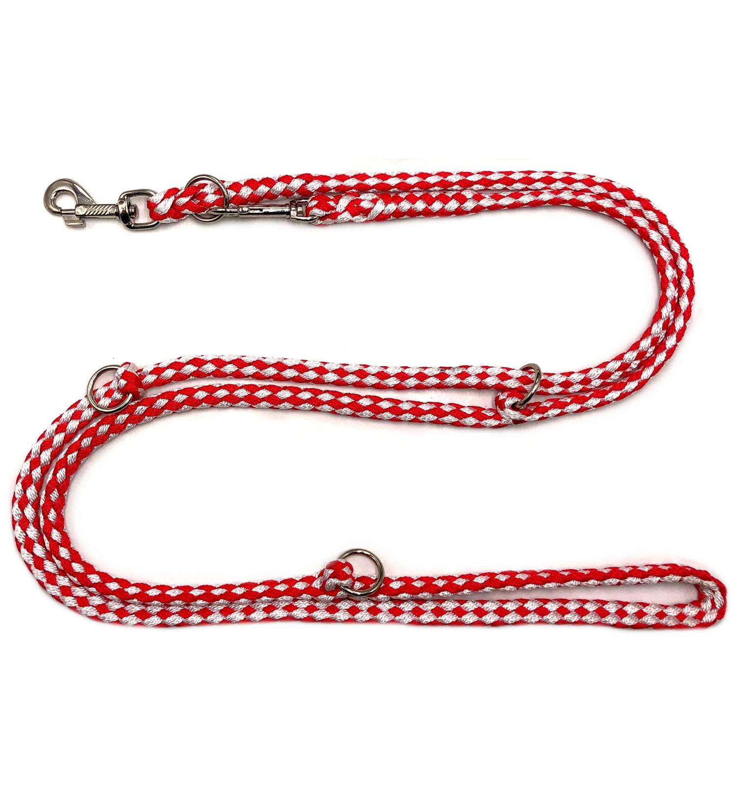 Dogeline Double leash Practice line for medium dogs up to 45 kg over 39 colors very stable (3.50 m Stuttgart) 3.50 m red-white
