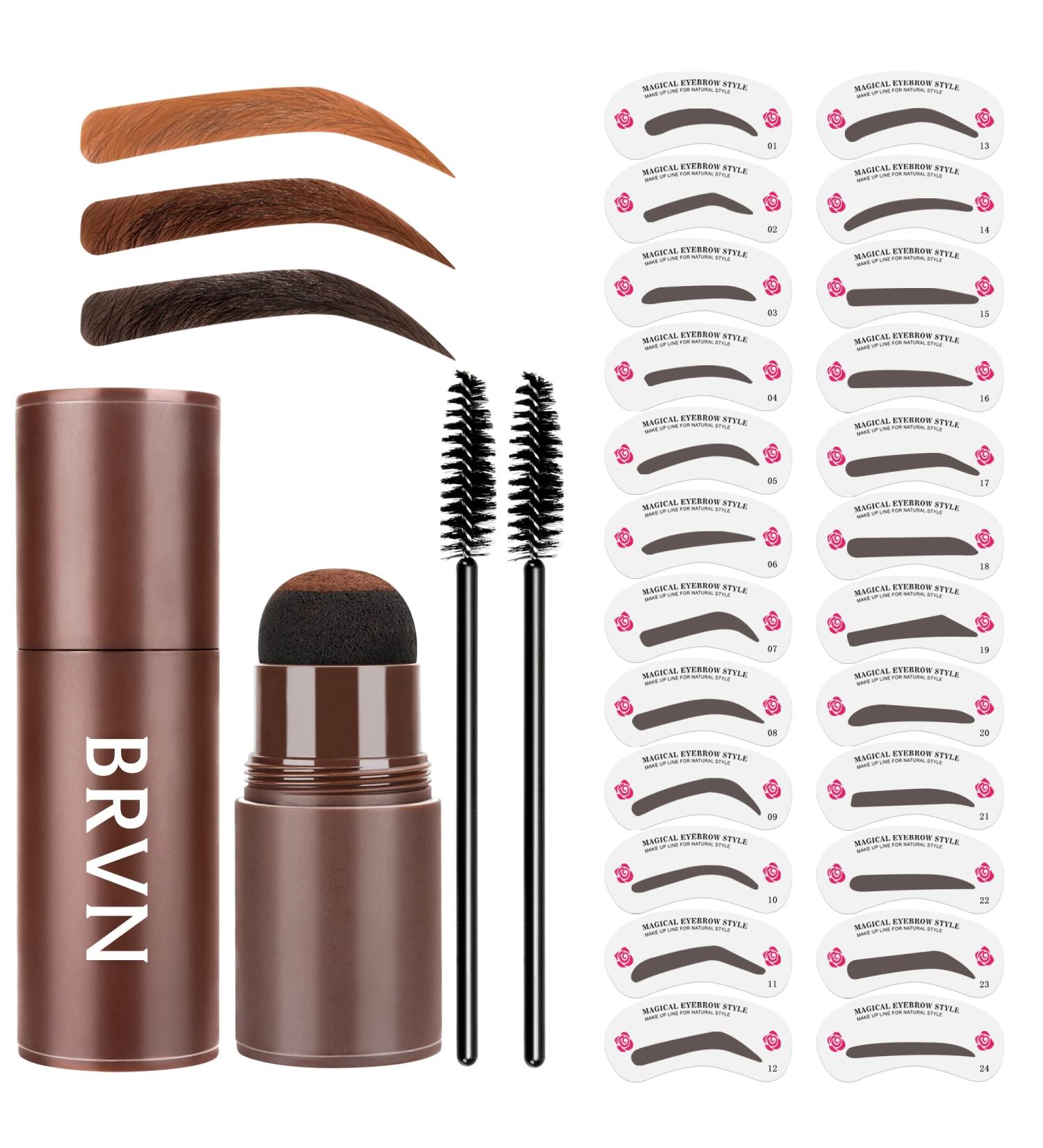 Medium Brown Eyebrow Stamp Stencil Kit with 34 Reusable Stencils - Waterproof & Long-Lasting - Buy Online on GoSupps.com