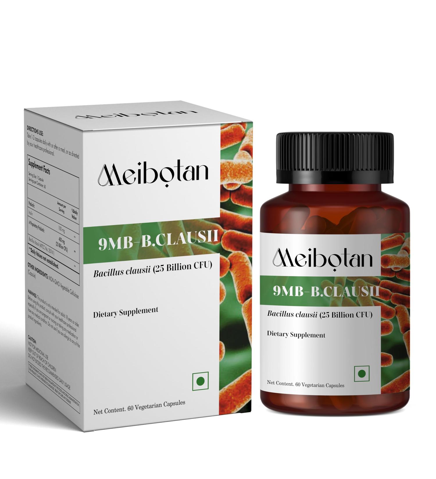 MEIBOTAN Bacillus clausii Probiotics for Women & Men Helps Digestive Issues Boost Immunity and May Help in Prevent Infections 25 Billion CFU Probiotic - 60 Veggie Capsules - Buy Online on GoSupps.com