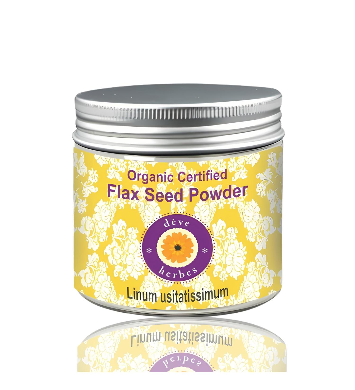 Deve Herbes Pure Flax Seed Powder (Linum usitatissimum) Organic Certified Natural Therapeutic Grade 100 gm (3.5 oz) 100gm (3.5 oz) Flax Seed Powder - Buy Online on GoSupps.com